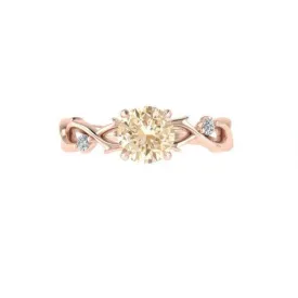 Citrine and and Diamond Twist Band Ring