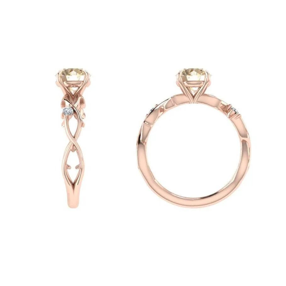 Citrine and and Diamond Twist Band Ring