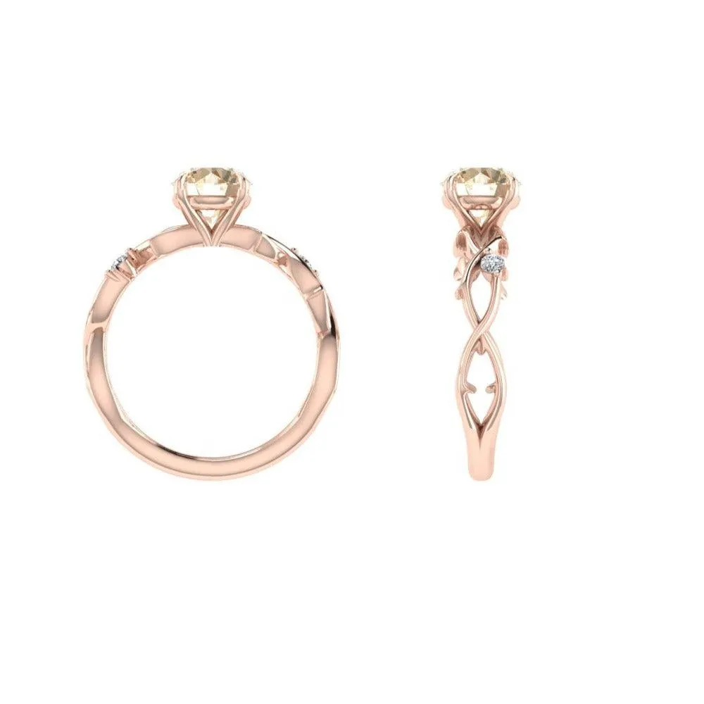 Citrine and and Diamond Twist Band Ring