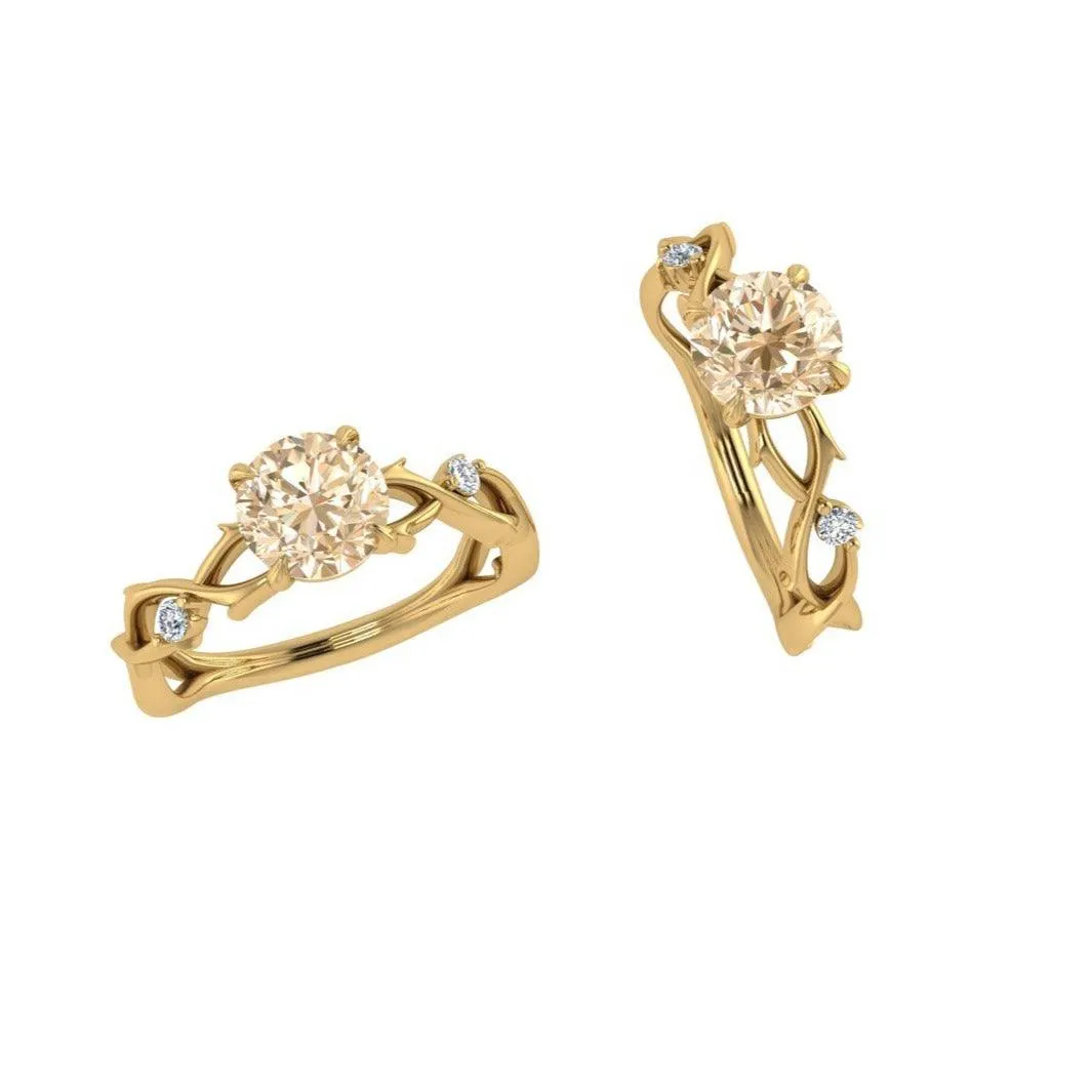 Citrine and and Diamond Twist Band Ring
