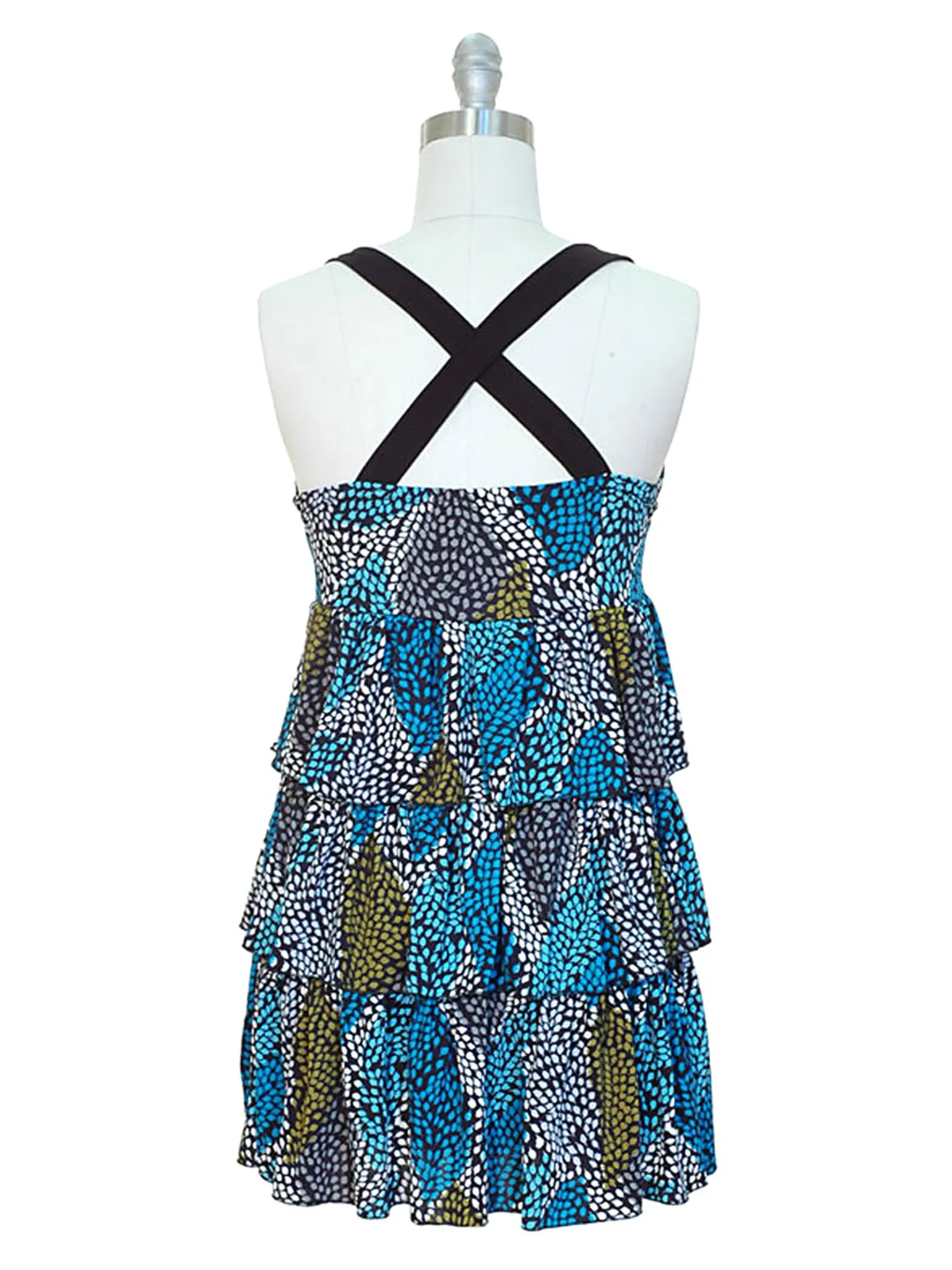 Colorful X-Back Multi Layered Ruffle Sundress