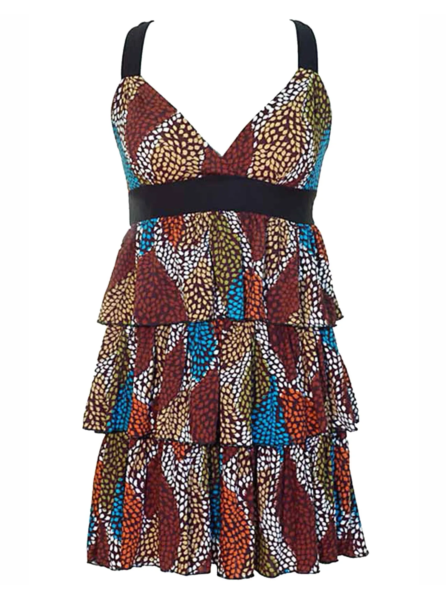 Colorful X-Back Multi Layered Ruffle Sundress