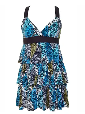 Colorful X-Back Multi Layered Ruffle Sundress