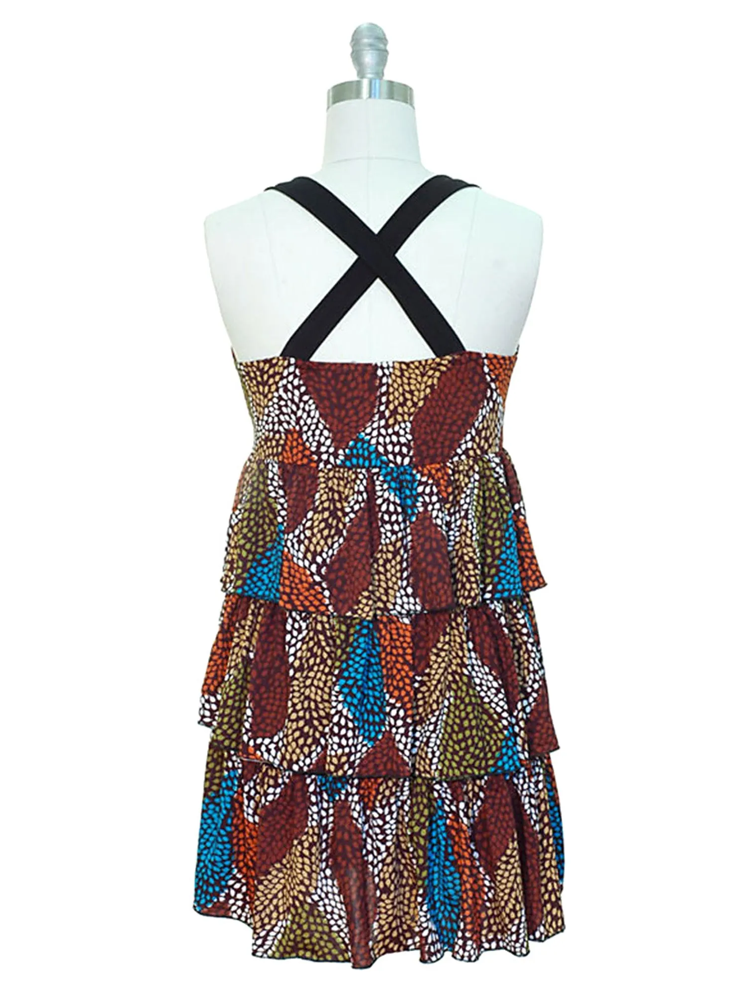 Colorful X-Back Multi Layered Ruffle Sundress