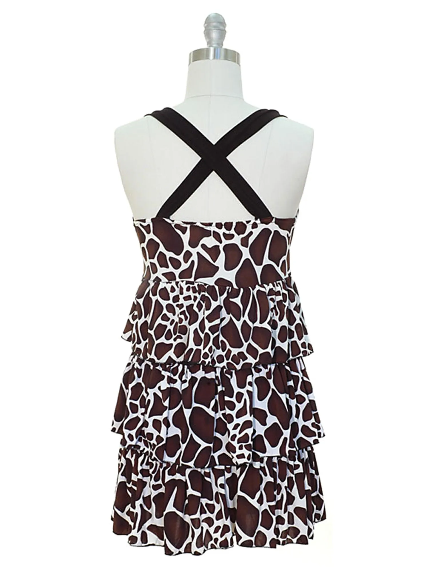 Colorful X-Back Multi Layered Ruffle Sundress