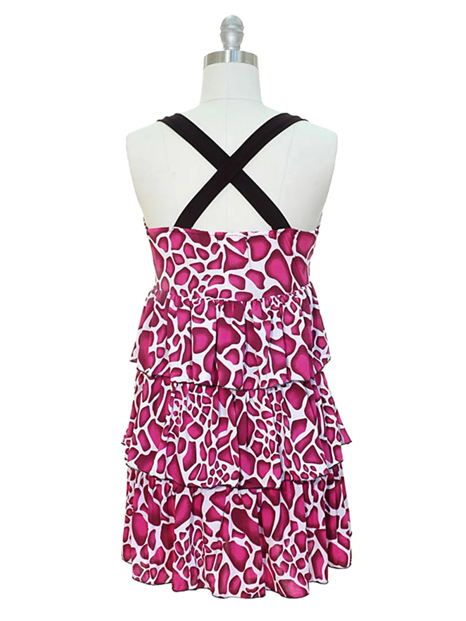 Colorful X-Back Multi Layered Ruffle Sundress
