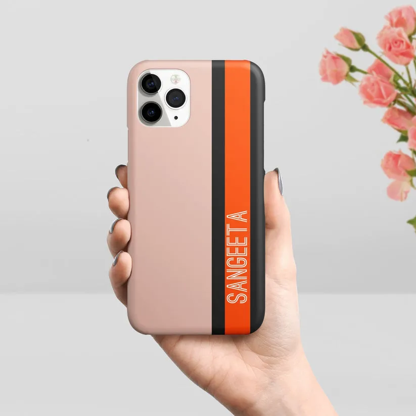 Colorfull Strip Customize Name Printed Matte Phone Case Cover Color Orange For Oneplus