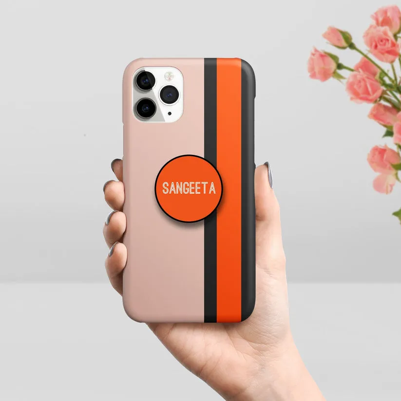 Colorfull Strip Customize Name Printed Matte Phone Case Cover Color Orange For Oneplus