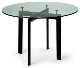 Contemporary Glass Top Table Inspired by Le Corbusier