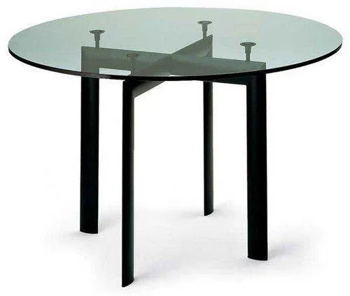 Contemporary Glass Top Table Inspired by Le Corbusier