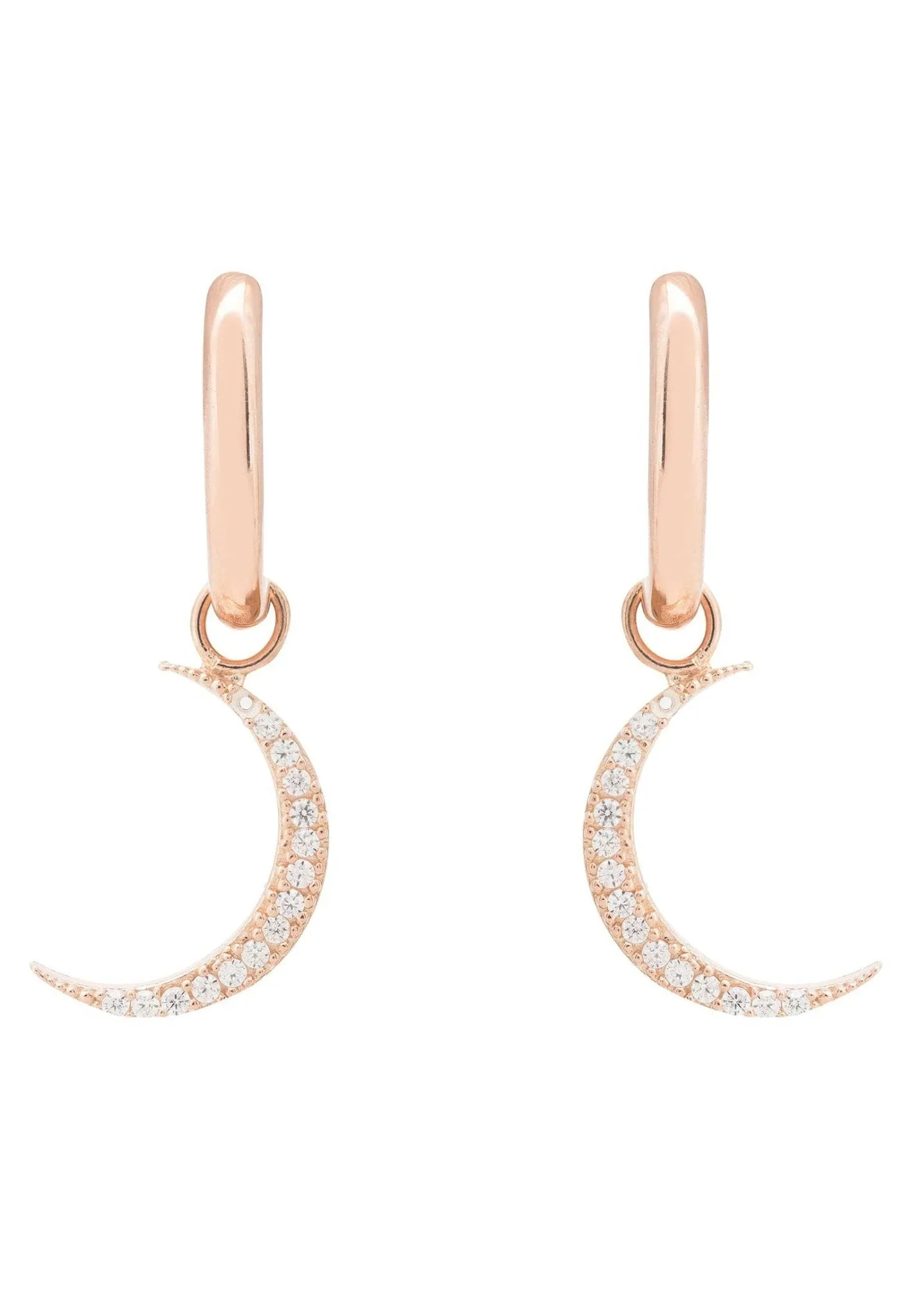 Crescent Moon Huggie Hoop Earrings Rosegold