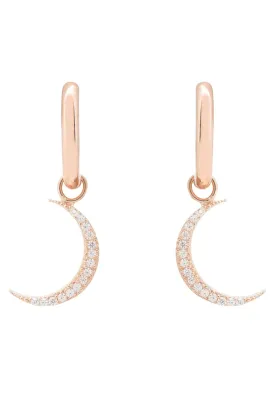 Crescent Moon Huggie Hoop Earrings Rosegold