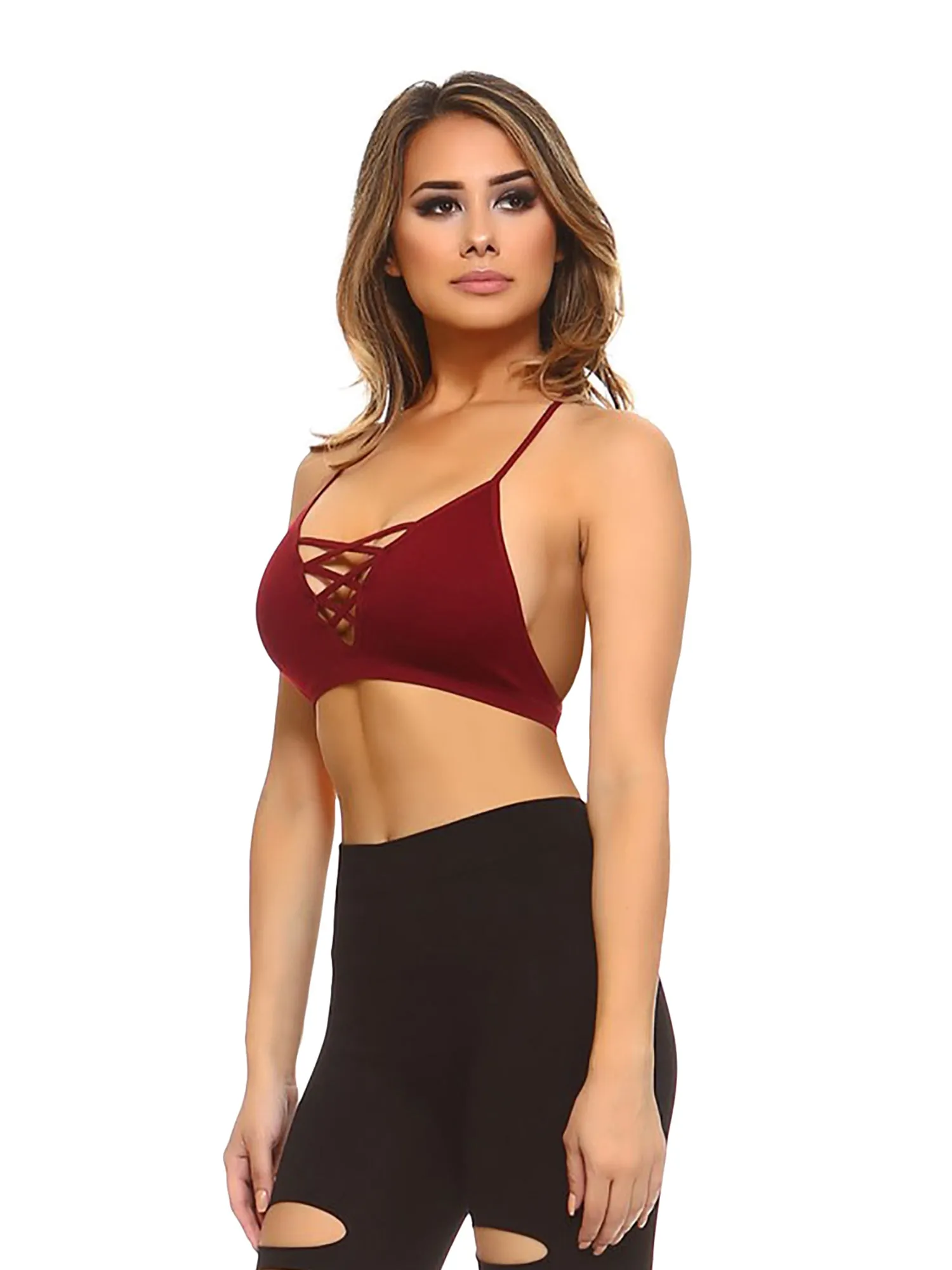 Crisscross Ribbed Knit Racerback Bralette