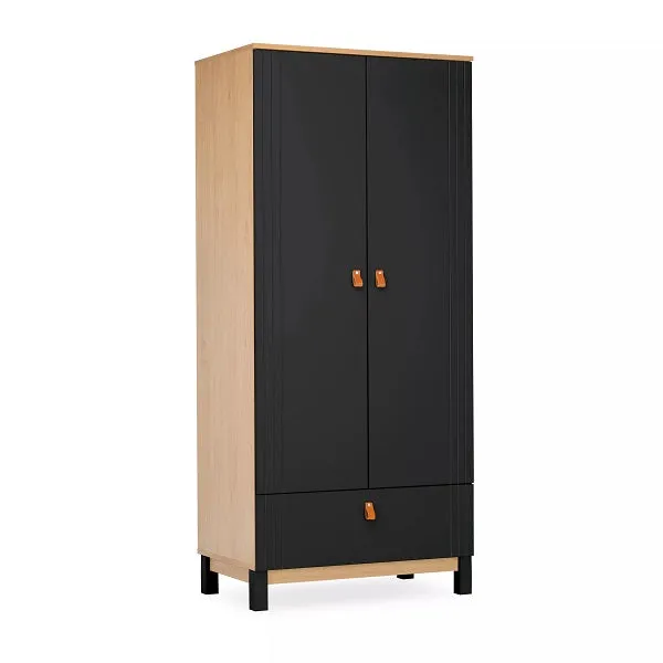 CuddleCo Rafi Nursery Wardrobe - Oak & Black