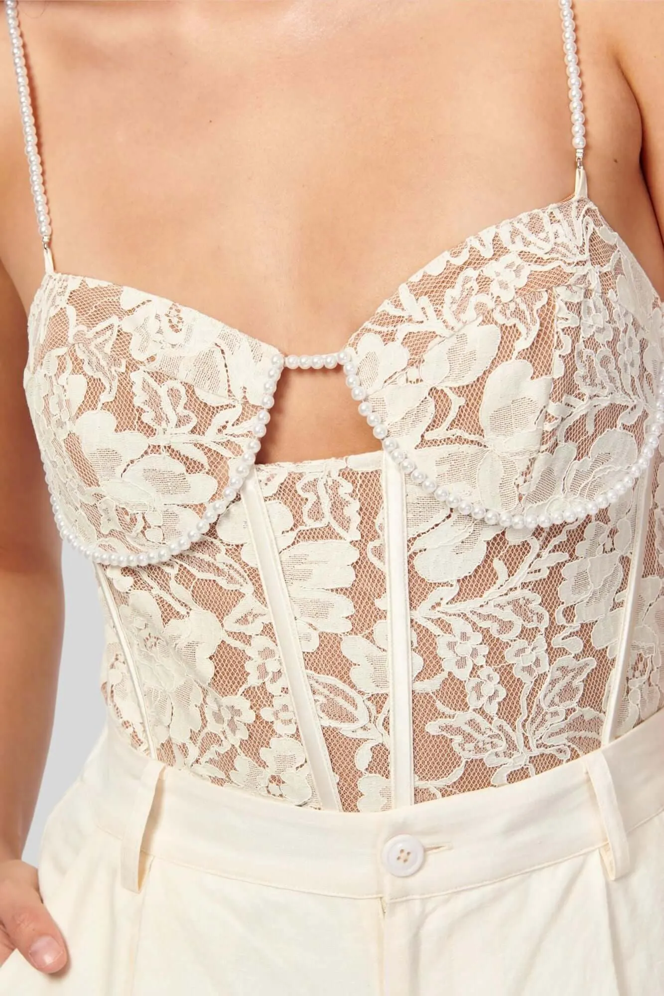 Delmara Corset Bodysuit in Ceramic