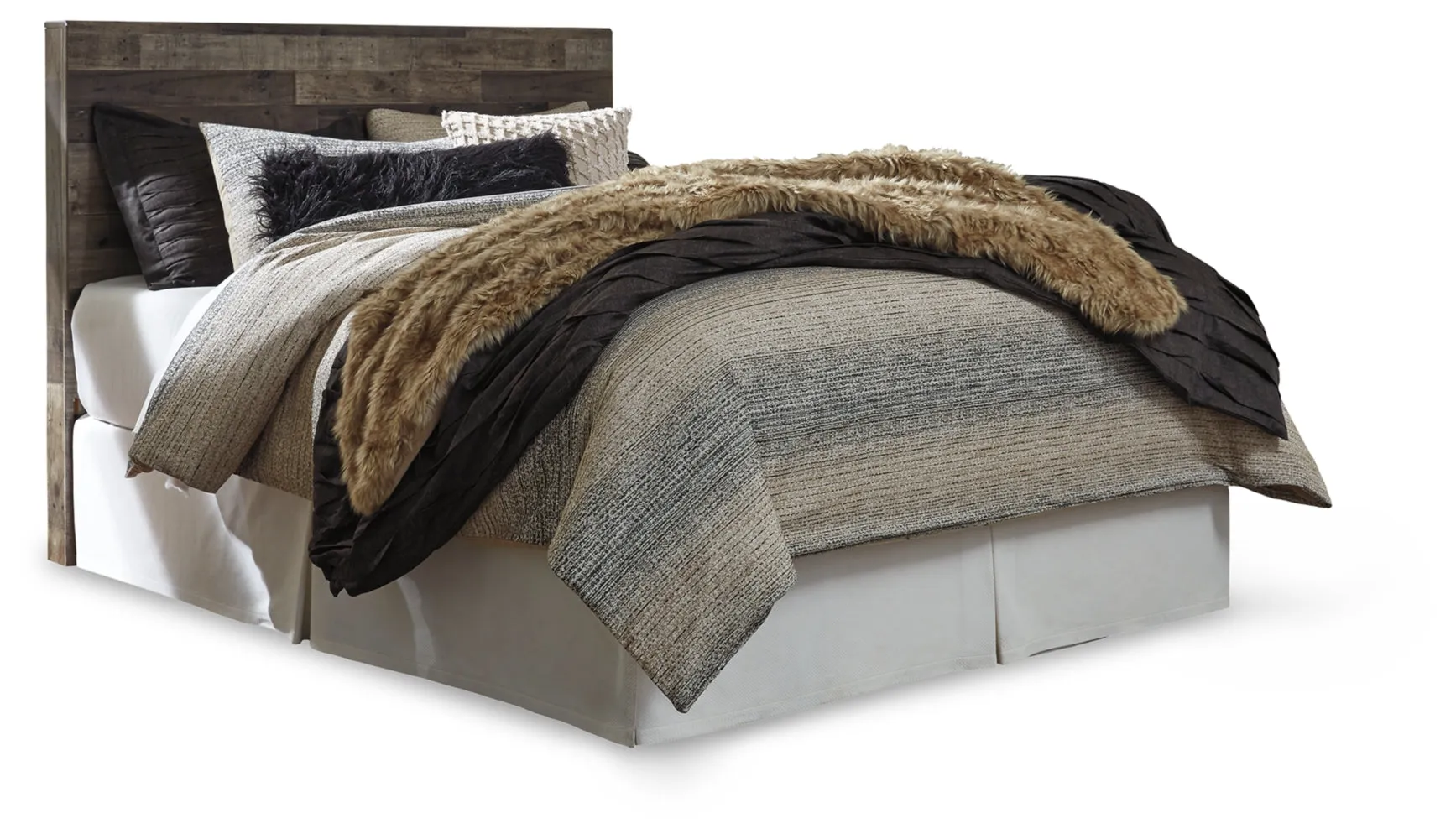 Derekson Queen/Full Panel Headboard Bed with Mirrored Dresser, Chest and 2 Nightstands
