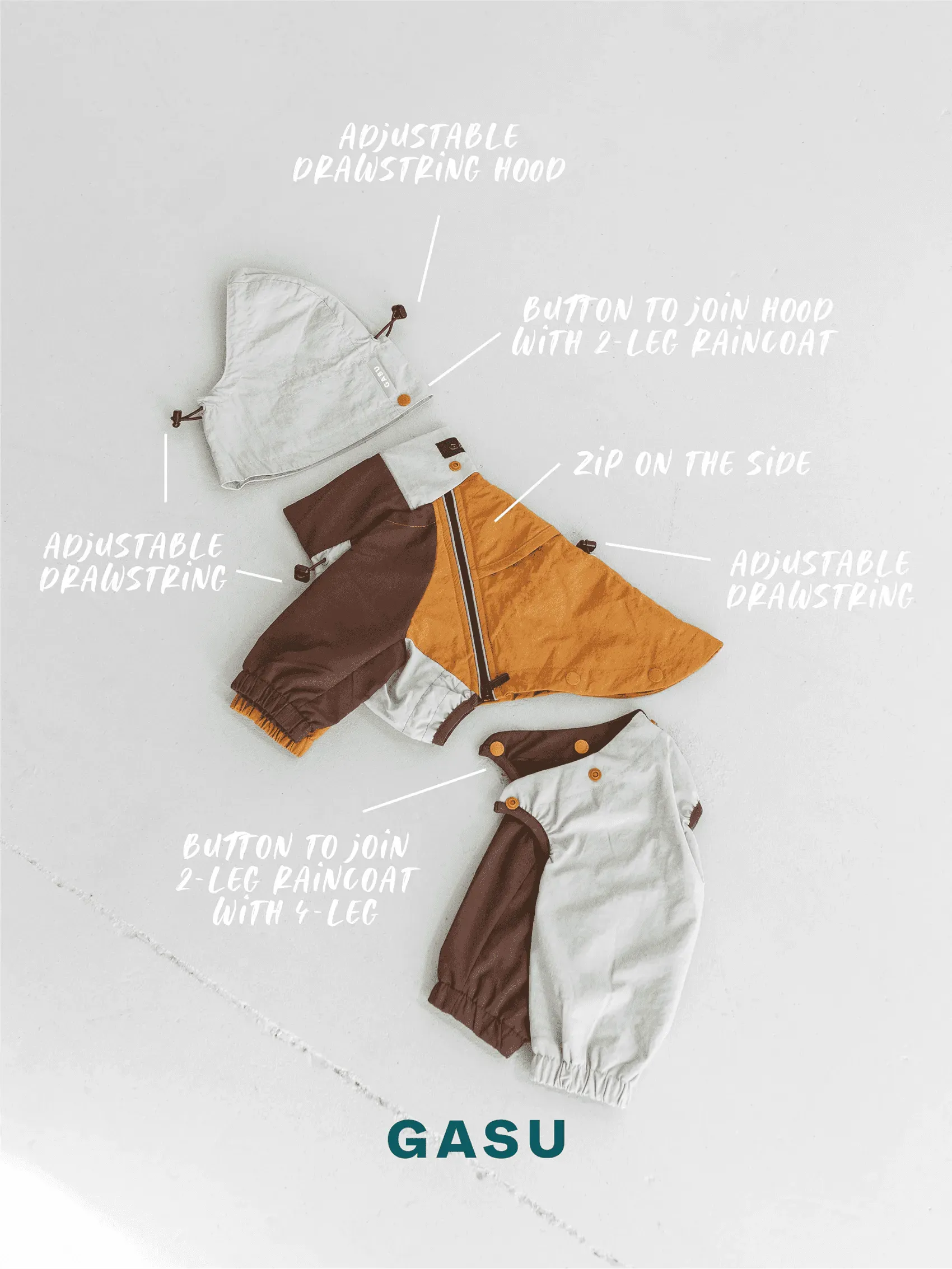 Detachable 4-Leg Dog Raincoat | Mint Toffee