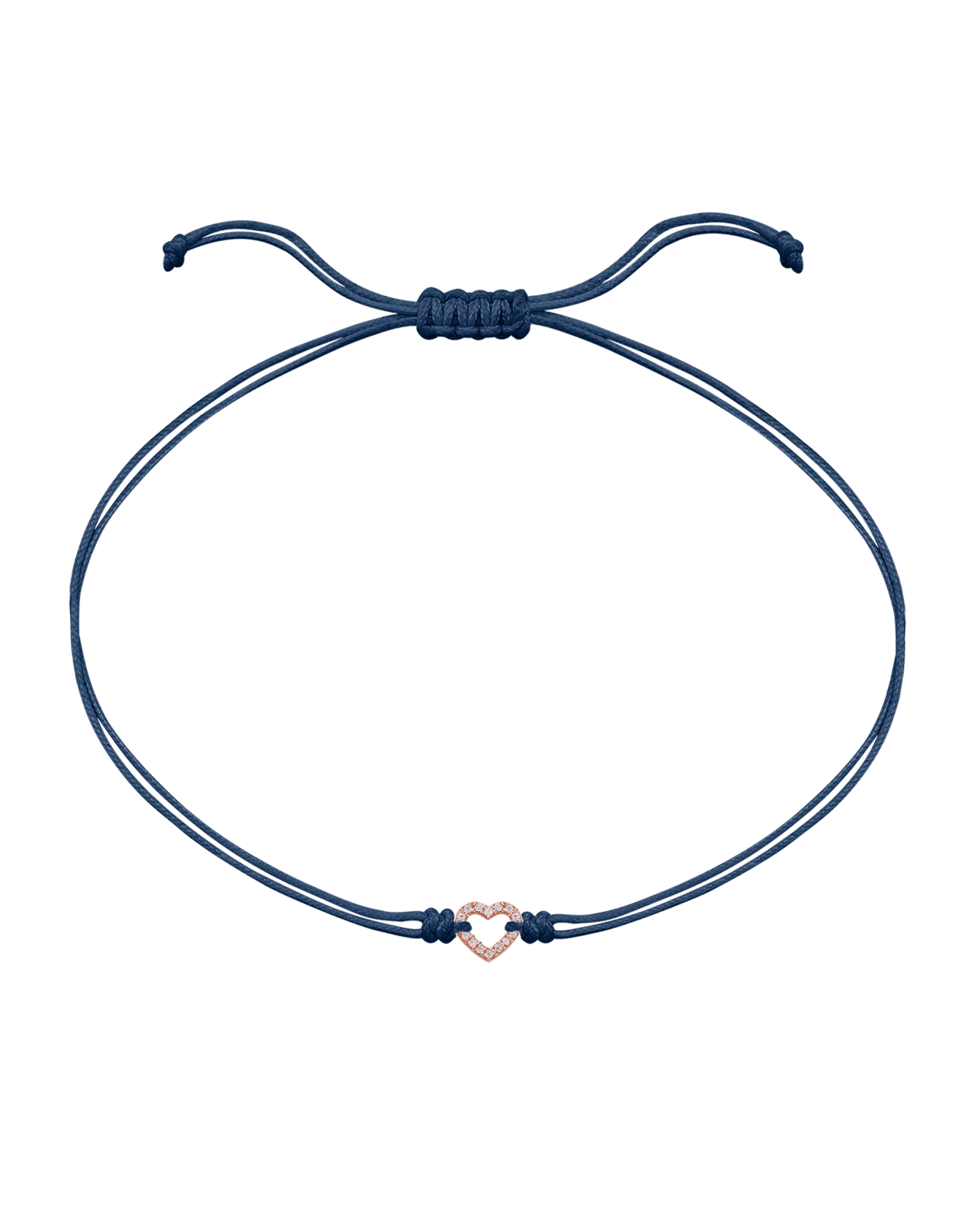 Diamond Outline Heart String of Love Bracelet - 14K Rose Gold
