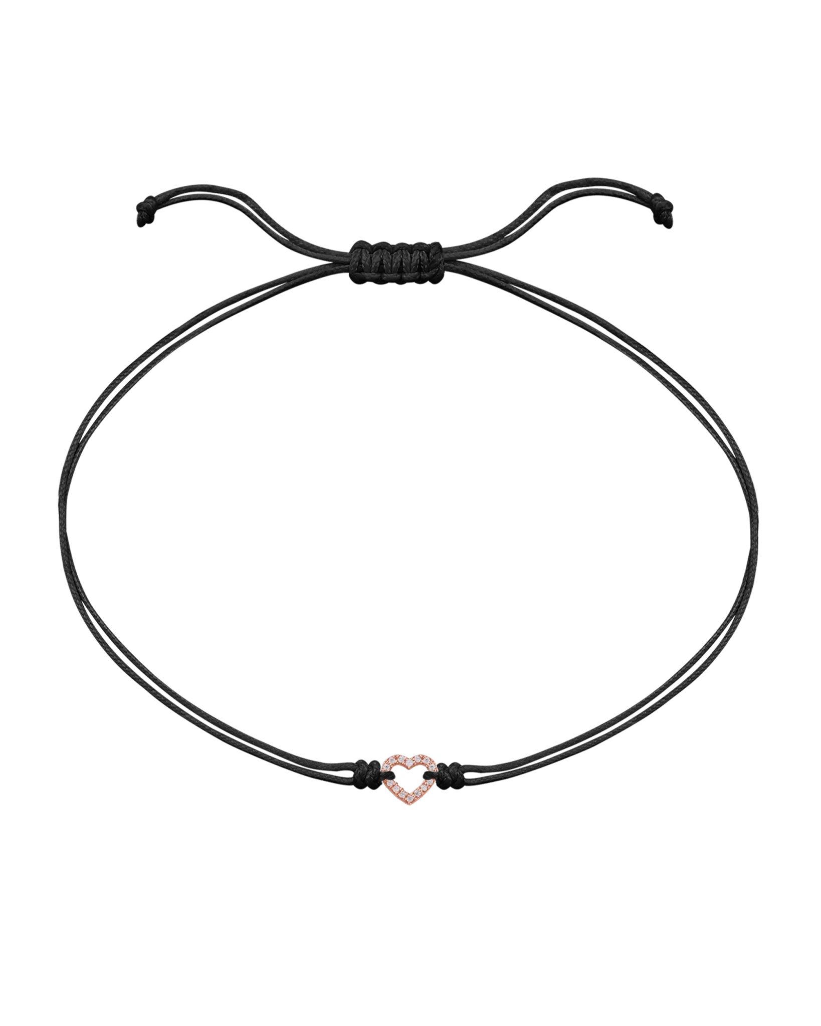 Diamond Outline Heart String of Love Bracelet - 14K Rose Gold