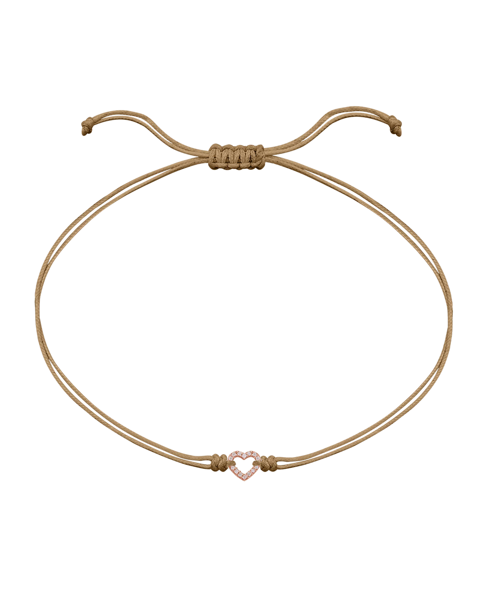 Diamond Outline Heart String of Love Bracelet - 14K Rose Gold