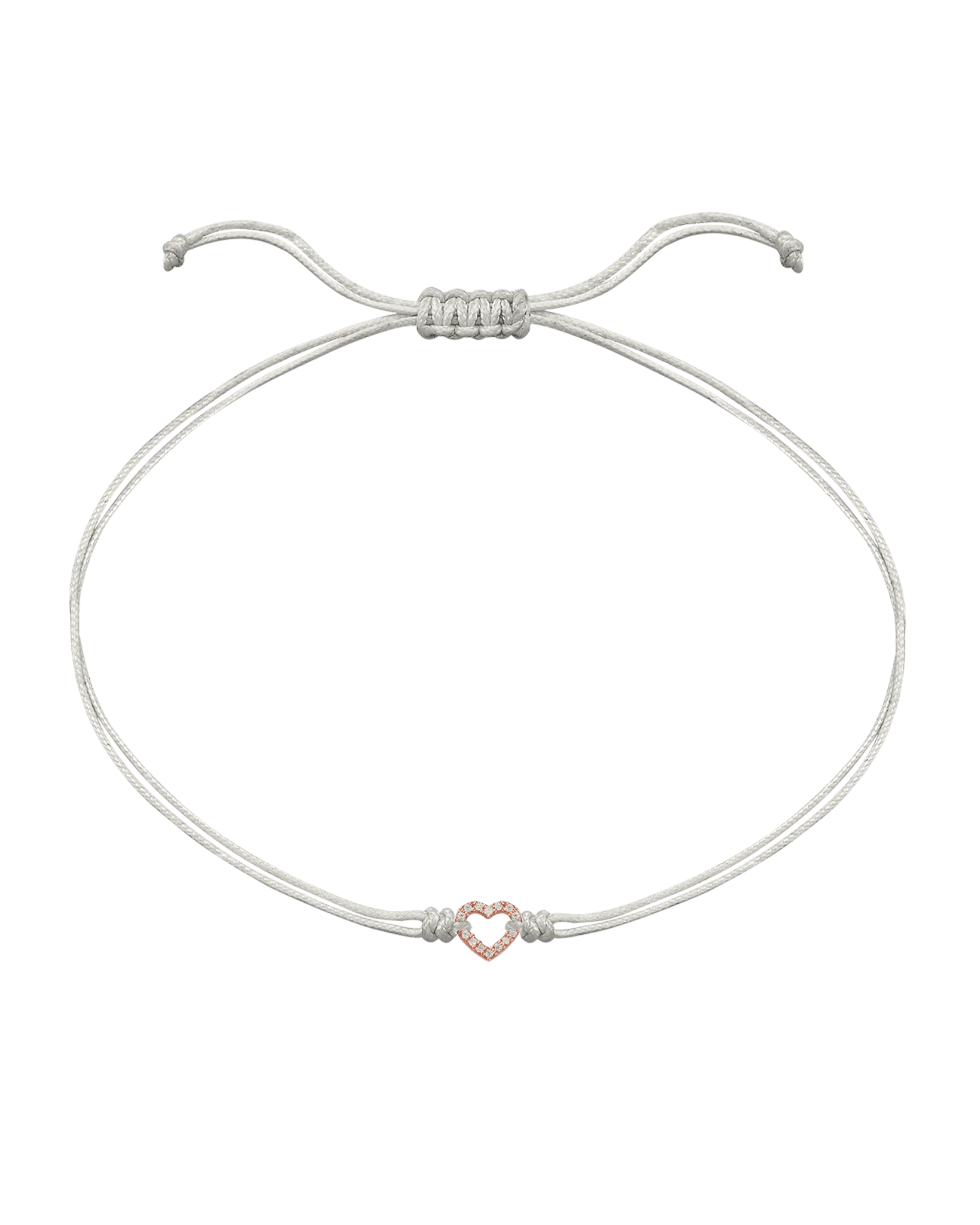 Diamond Outline Heart String of Love Bracelet - 14K Rose Gold