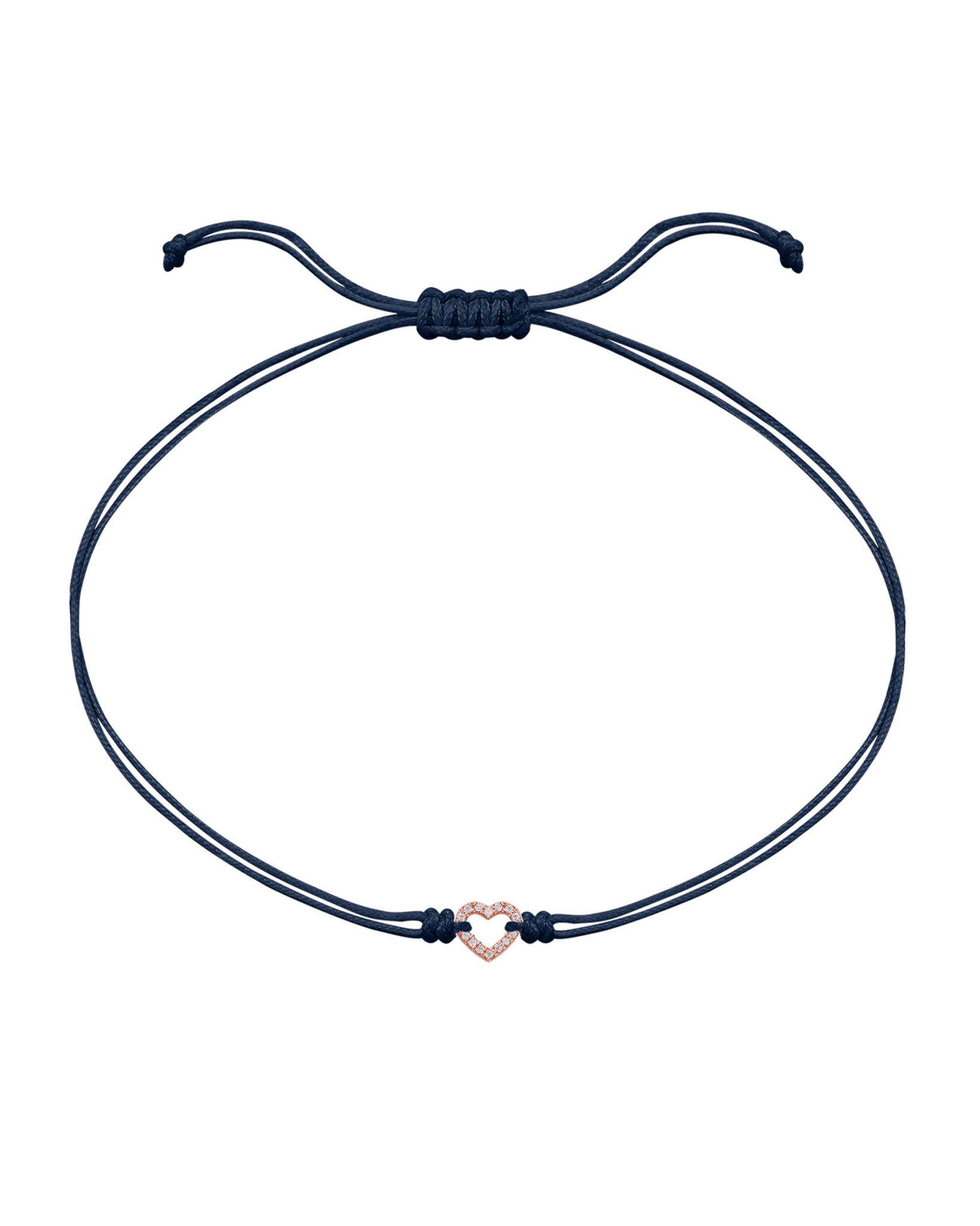 Diamond Outline Heart String of Love Bracelet - 14K Rose Gold
