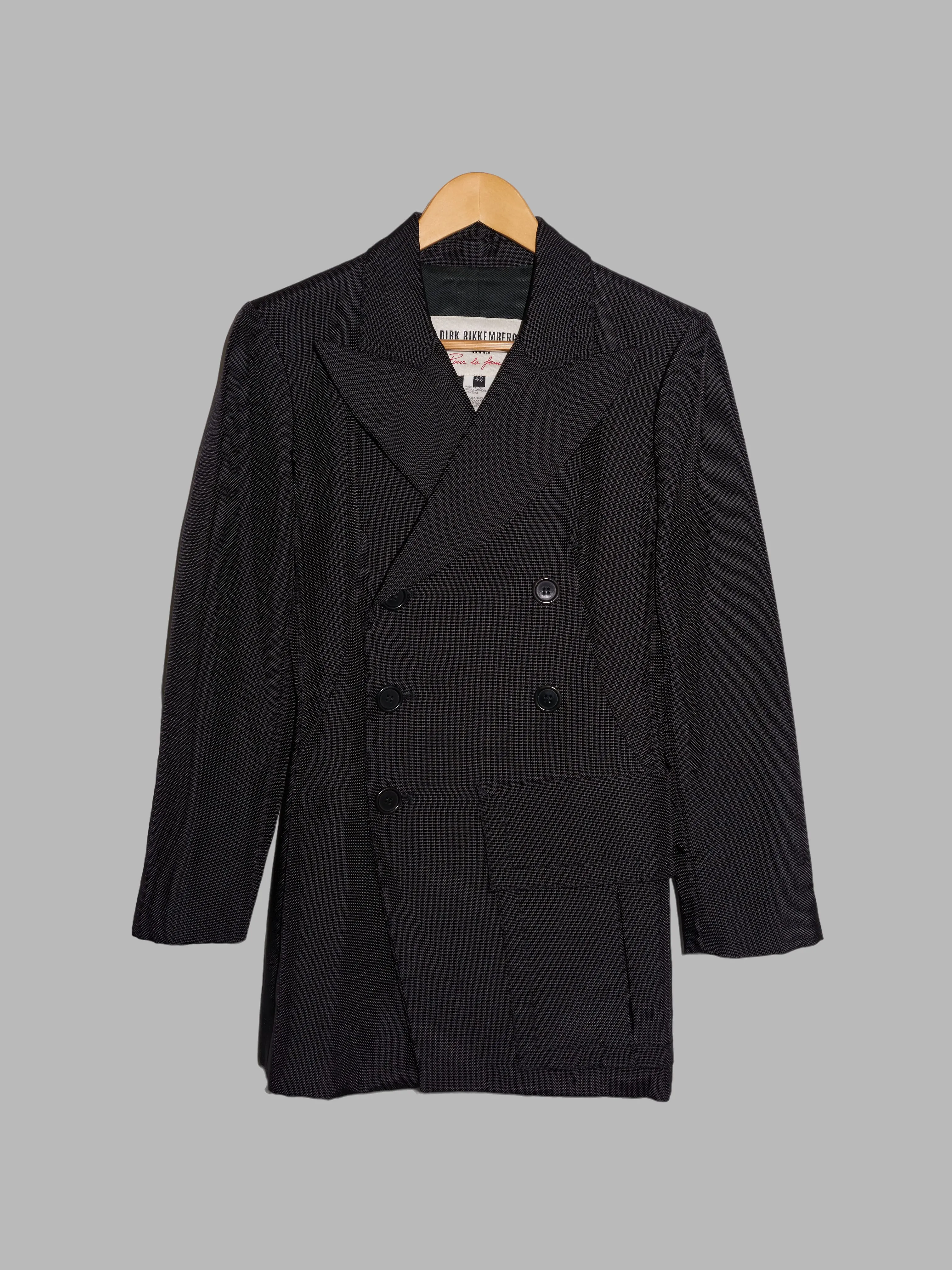 Dirk Bikkembergs 1990s black ballistic nylon double breasted cargo pocket blazer