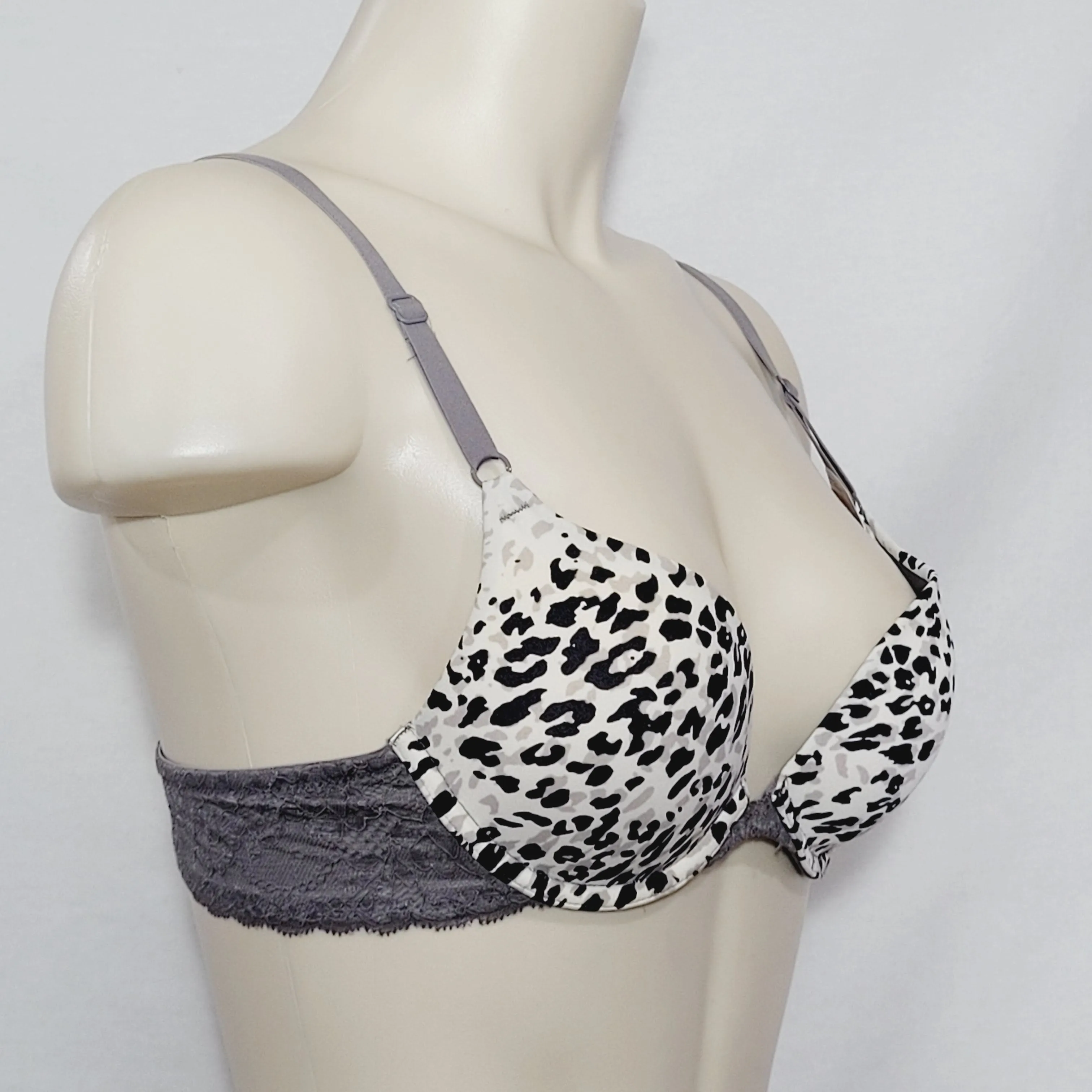 DISCONTINUED Maidenform 7180 One Fabulous Fit Embellished Push Up UW Bra 34A Animal Print NWT