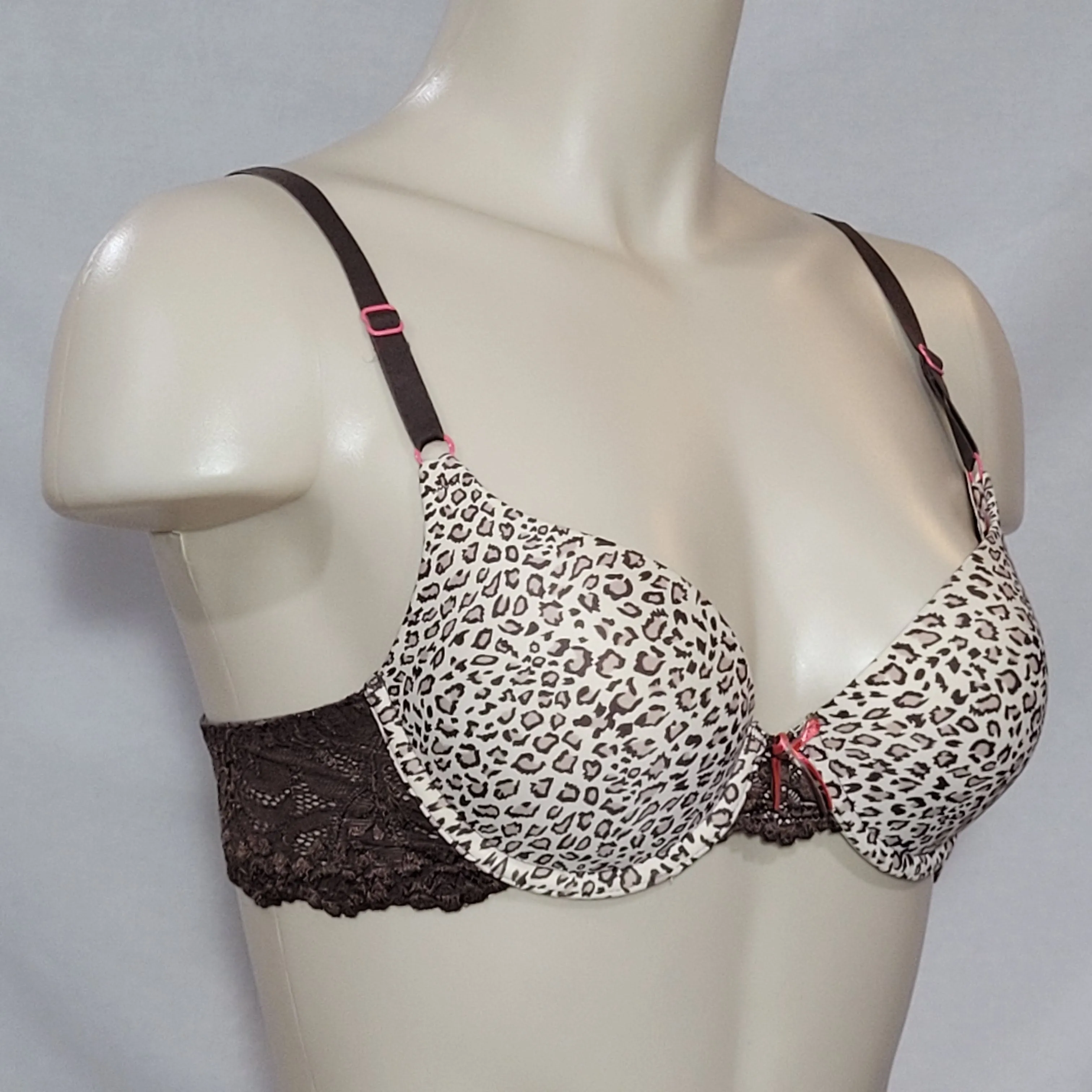 DISCONTINUED Maidenform 7909 One Fabulous Fit Lace Trim T-Shirt UW Bra 34A Animal Print NWT