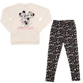 Disney Girls Pyjama Set Mickey and Minnie Mouse Long Sleeve with Trousers