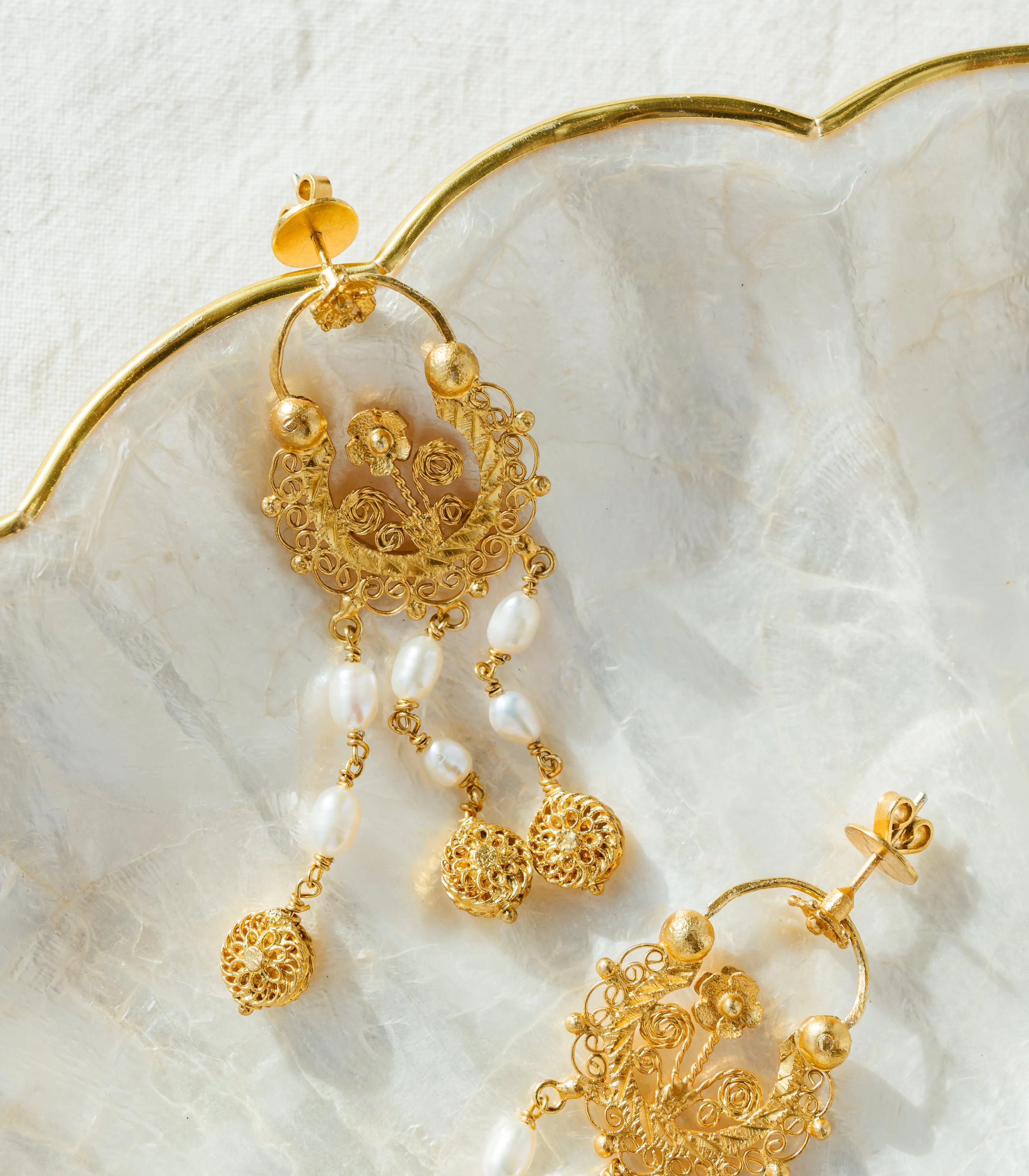 Dominique 3-Way Pearl Creolla Earrings