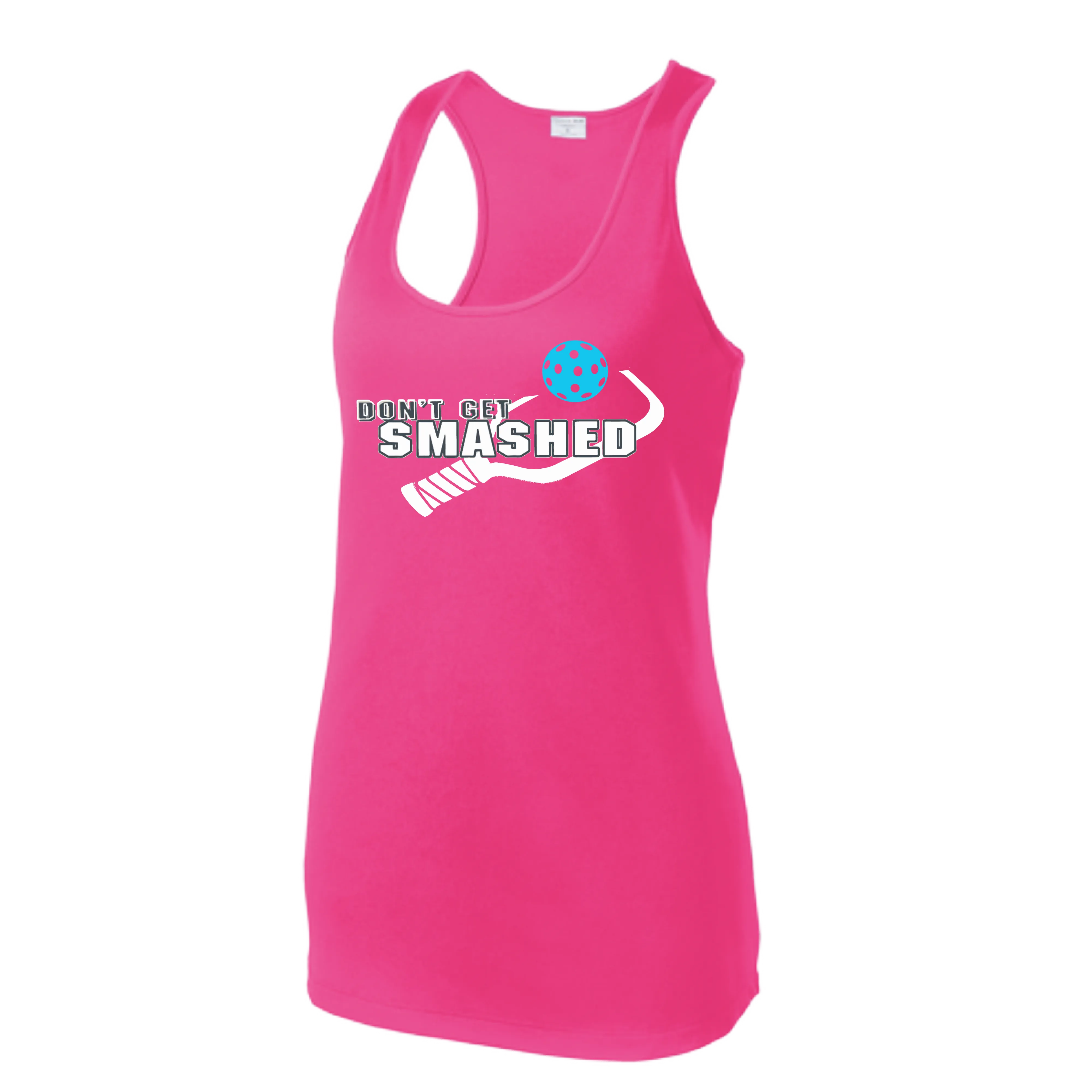 Don't Get Smashed (Colors Cyan Orange Pink) Customizable | Women’s Racerback Tank | 100% Polyester
