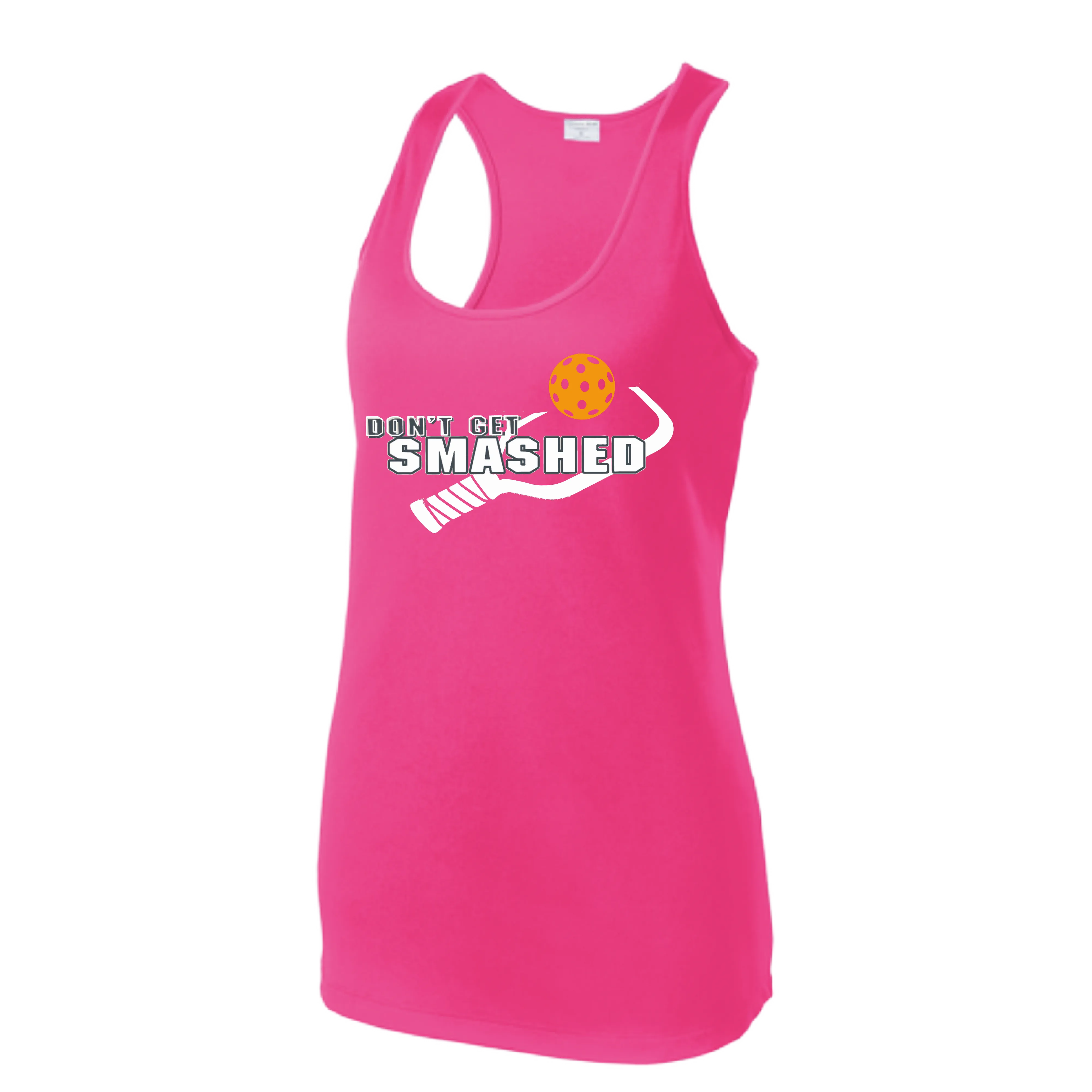 Don't Get Smashed (Colors Cyan Orange Pink) Customizable | Women’s Racerback Tank | 100% Polyester