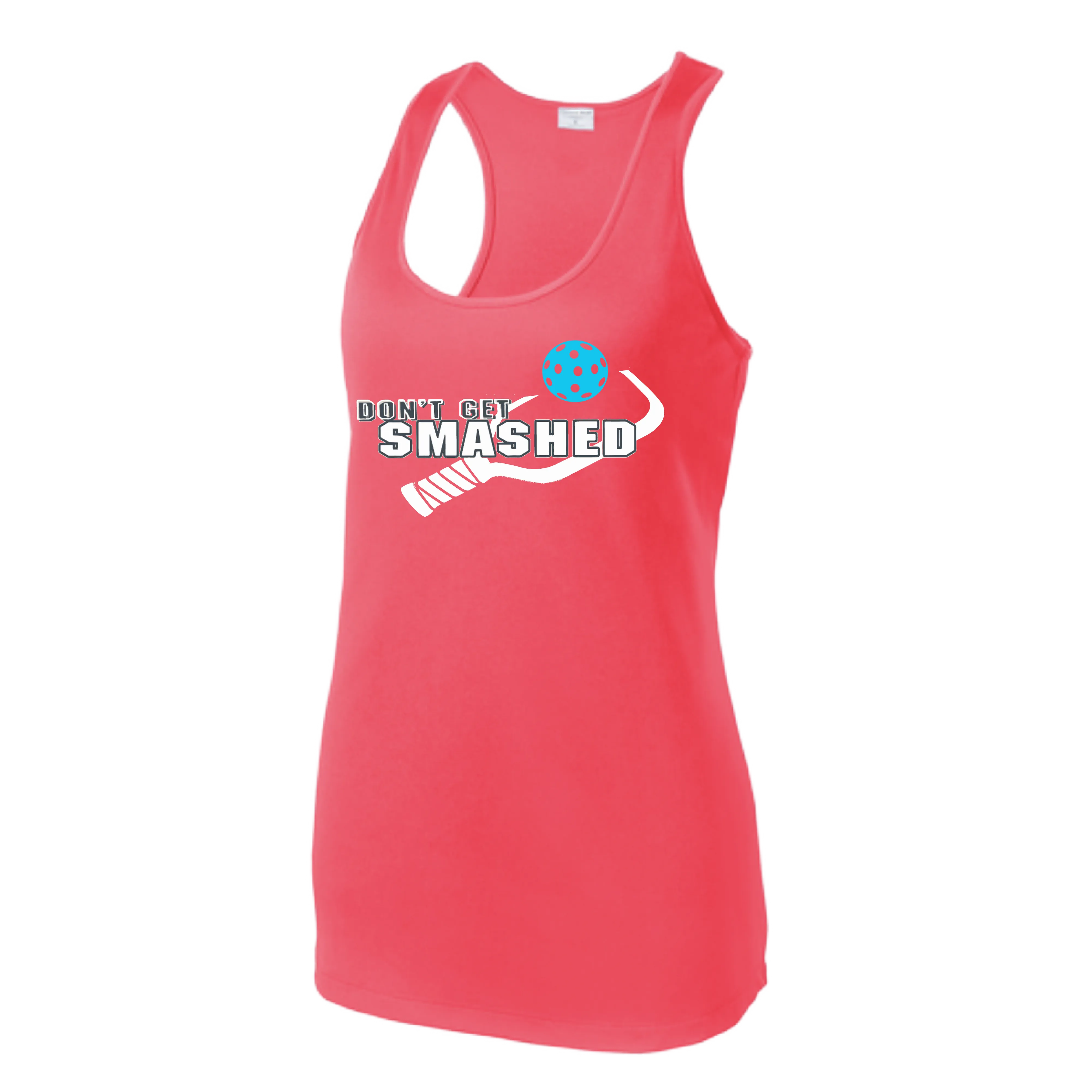 Don't Get Smashed (Colors Cyan Orange Pink) Customizable | Women’s Racerback Tank | 100% Polyester