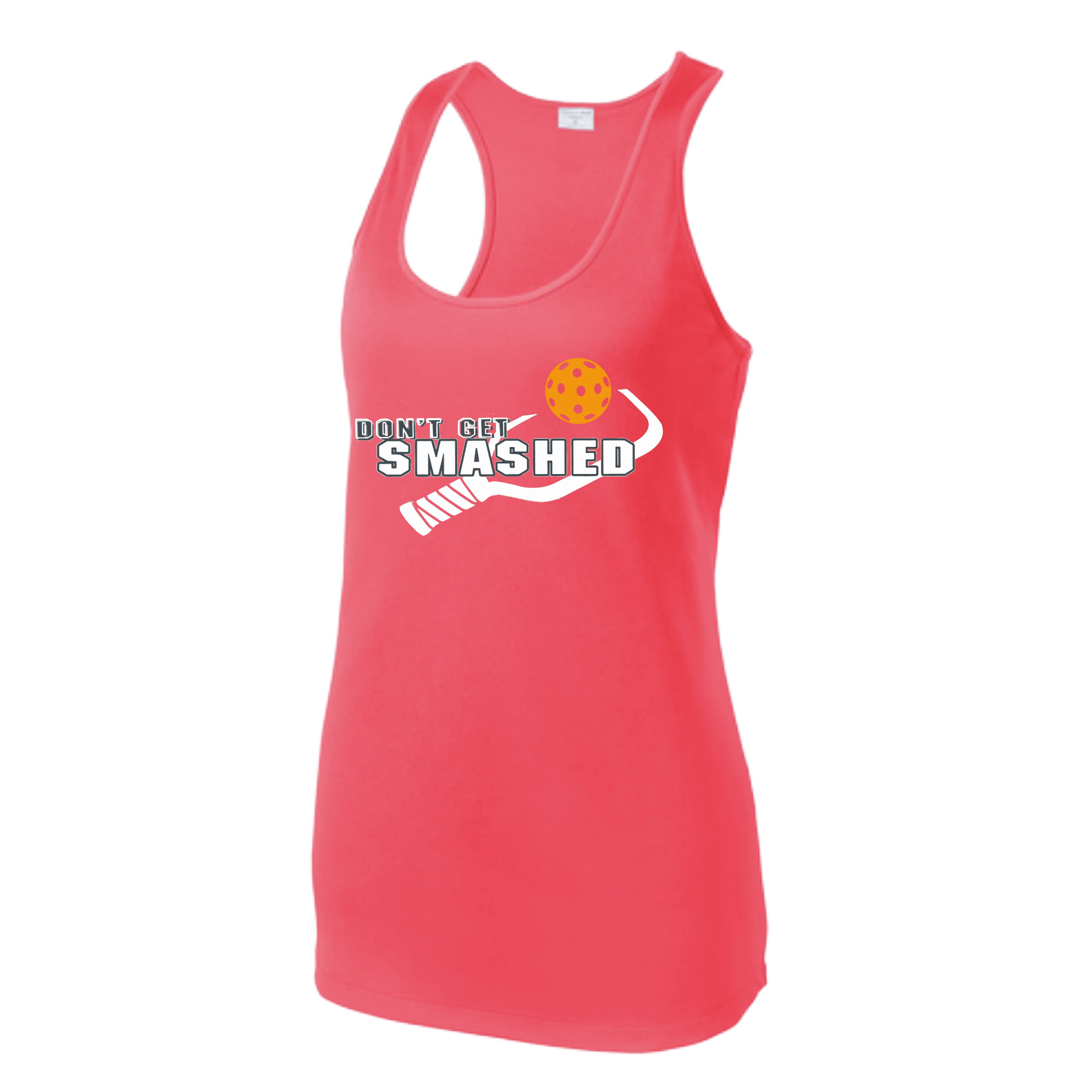 Don't Get Smashed (Colors Cyan Orange Pink) Customizable | Women’s Racerback Tank | 100% Polyester