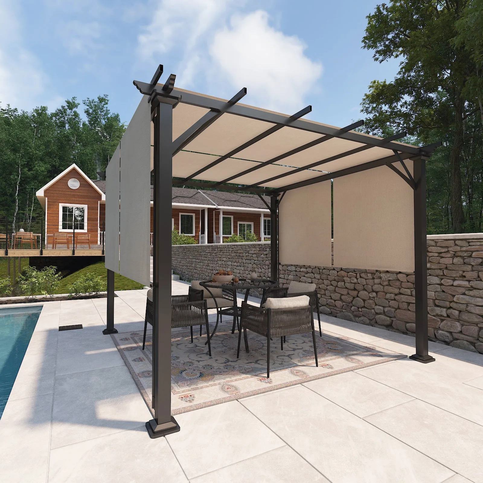 Eagle Peak 10Ftx10Ft Metal Pergola with Polyester Top