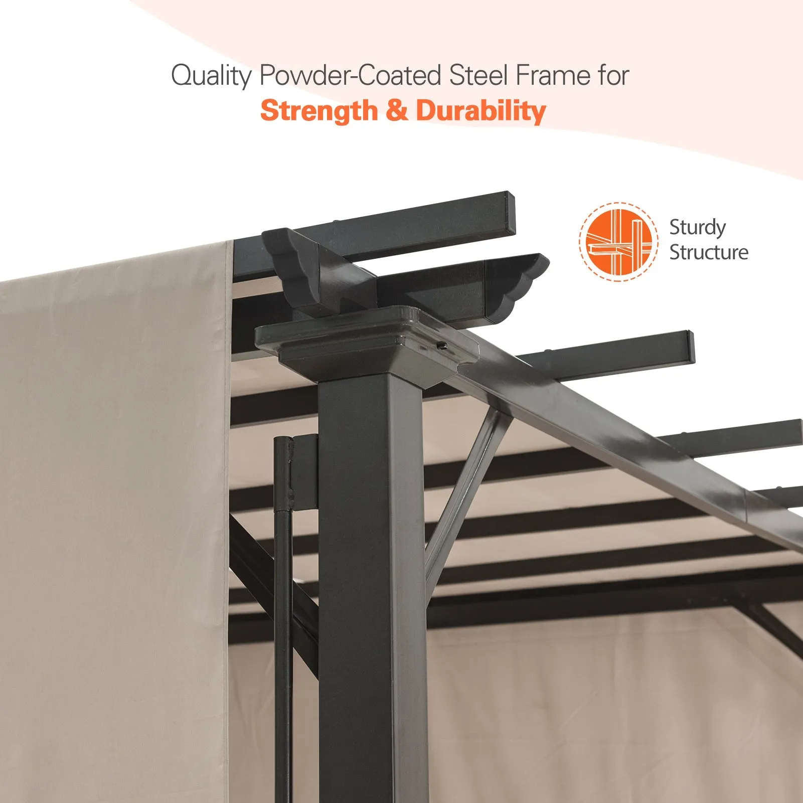 Eagle Peak 10Ftx10Ft Metal Pergola with Polyester Top