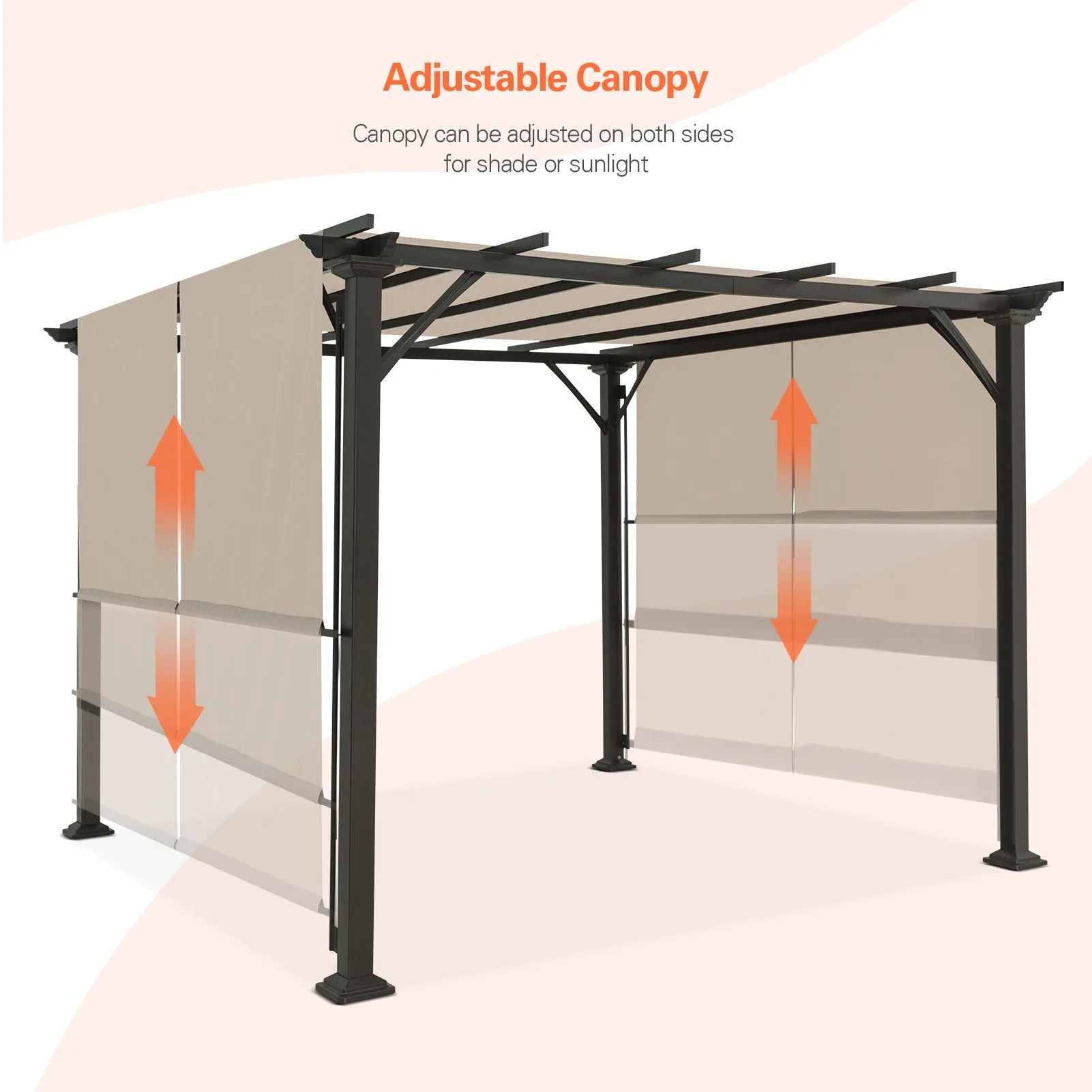 Eagle Peak 10Ftx10Ft Metal Pergola with Polyester Top