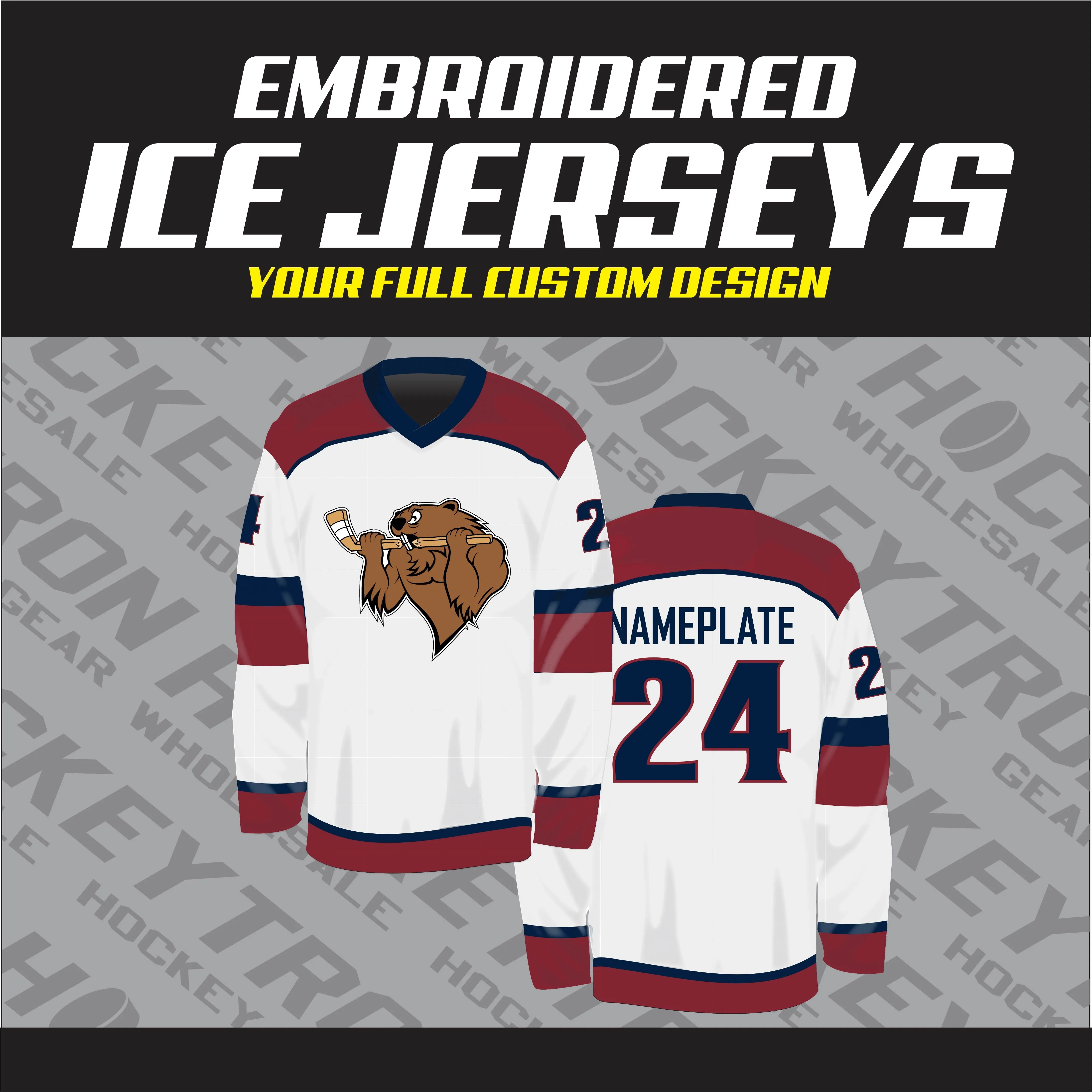 Embroidered Custom Hockey Jersey -  Your Design