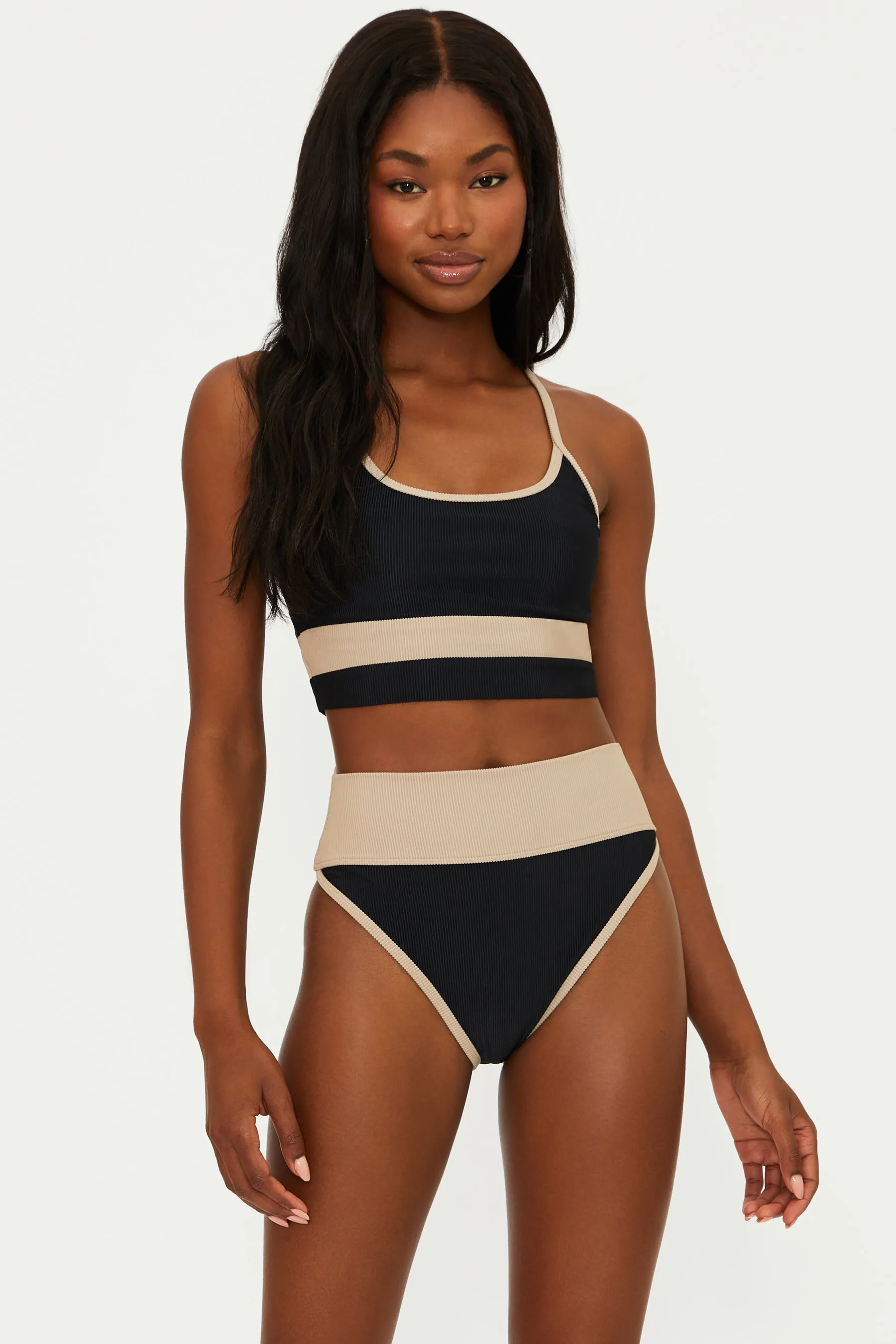 Eva Top Black Tan Colorblock