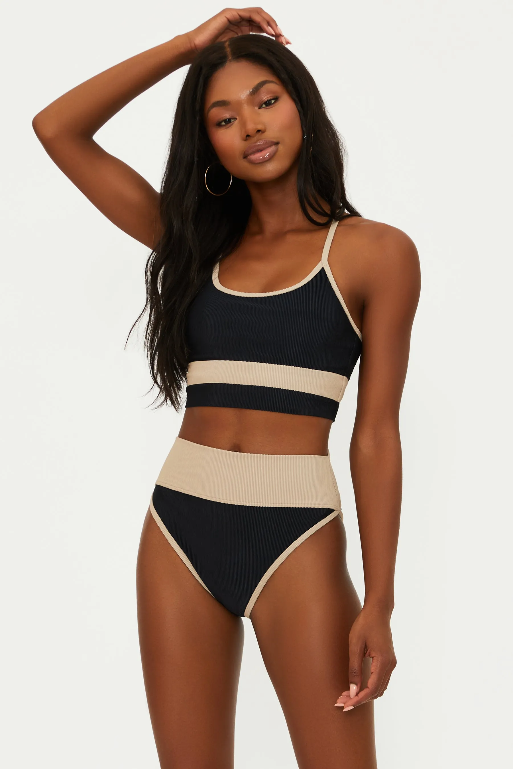 Eva Top Black Tan Colorblock