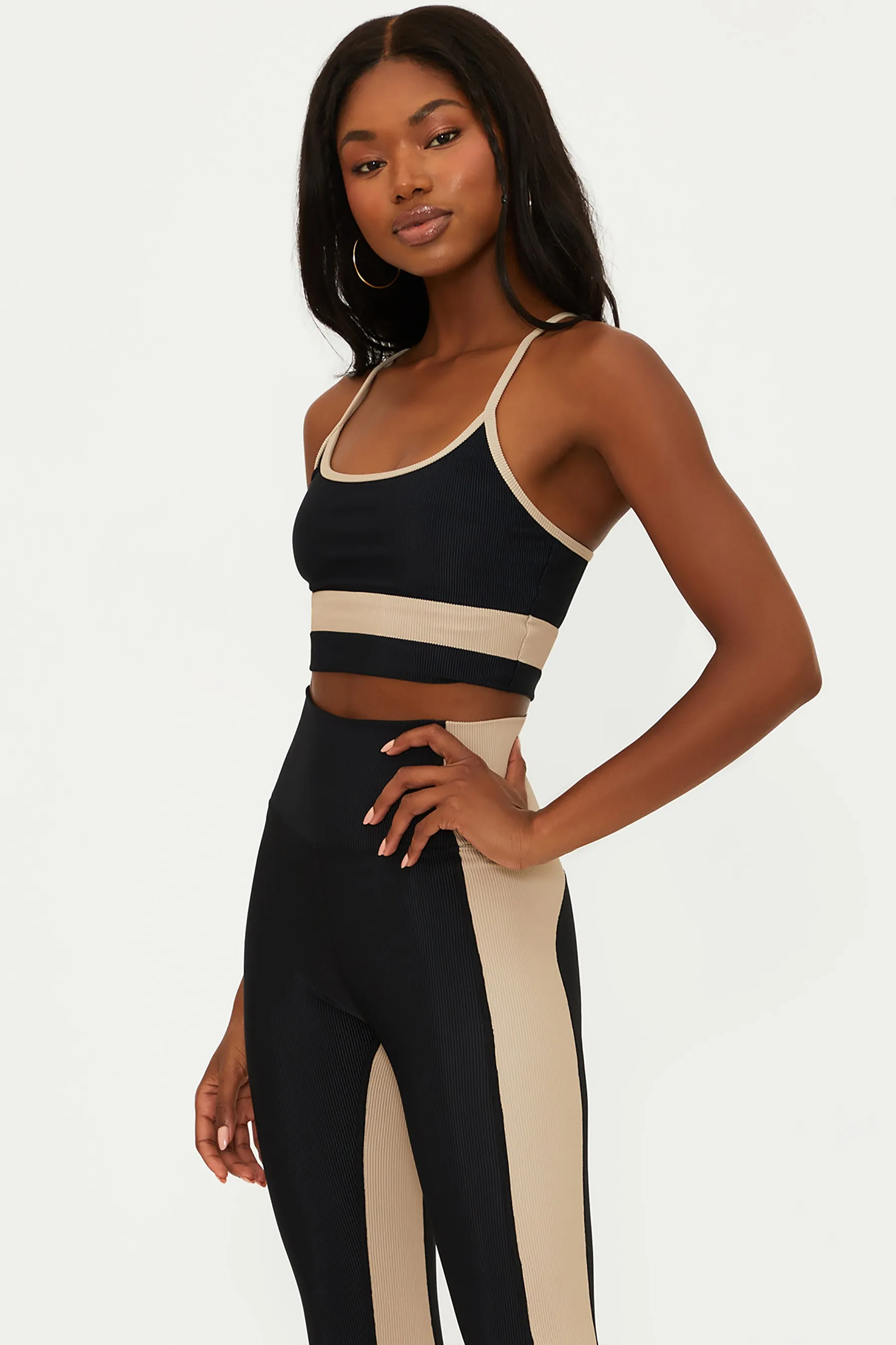 Eva Top Black Tan Colorblock
