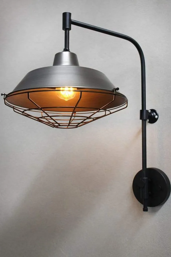 Factory Wing Arm Lamp with Wall Plug