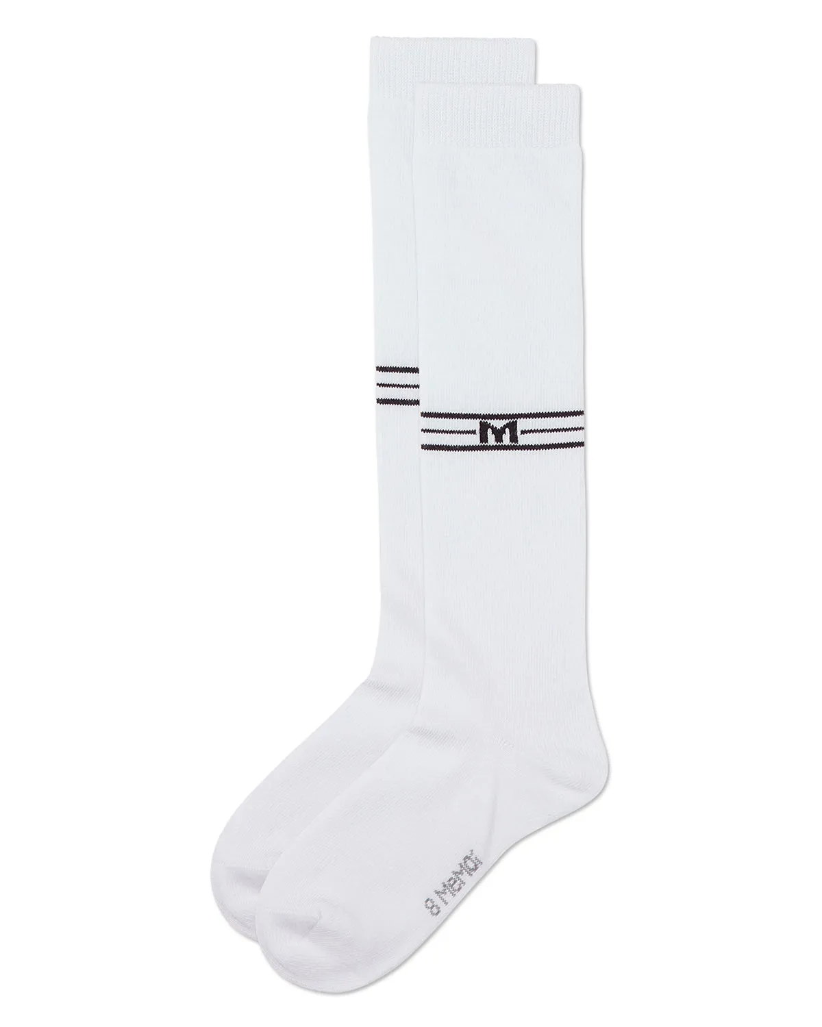 Girls Stretch Cotton Multi Stripe "M Graphic" Knee Sock