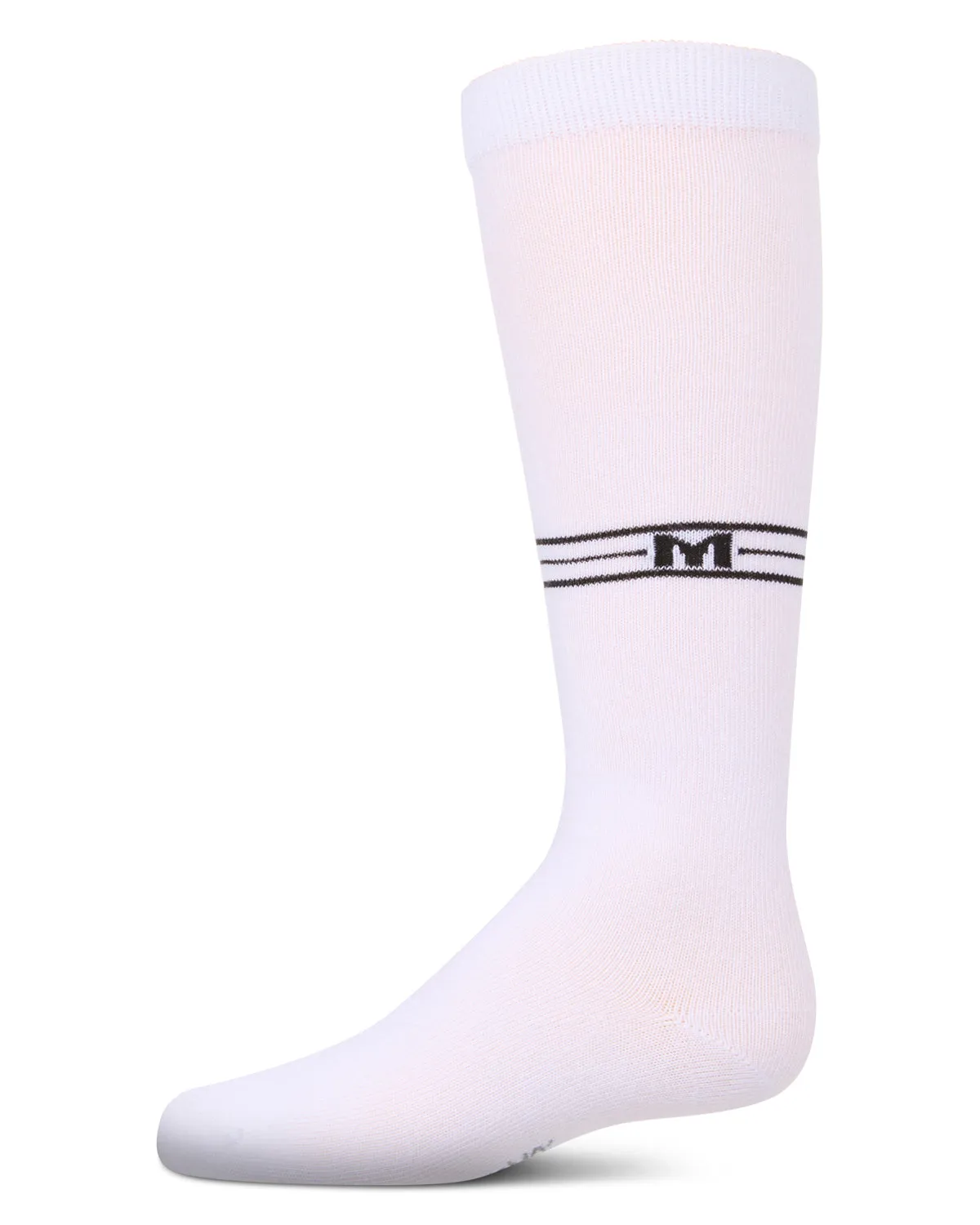 Girls Stretch Cotton Multi Stripe "M Graphic" Knee Sock