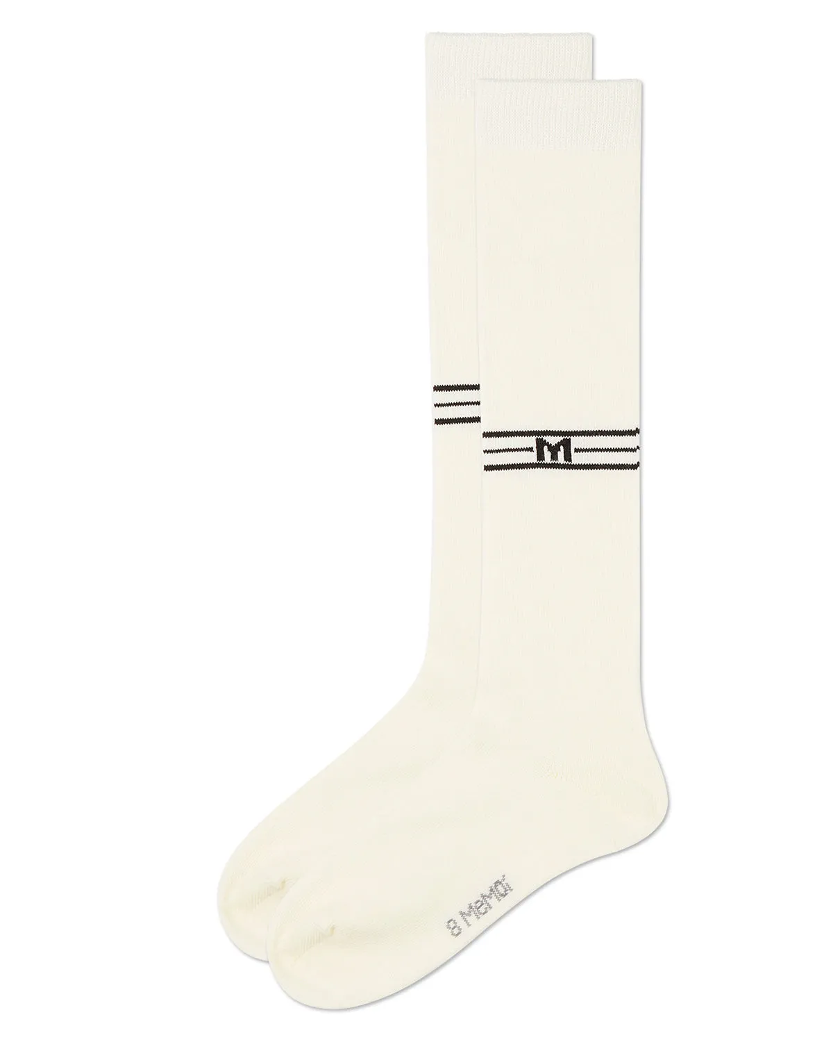 Girls Stretch Cotton Multi Stripe "M Graphic" Knee Sock