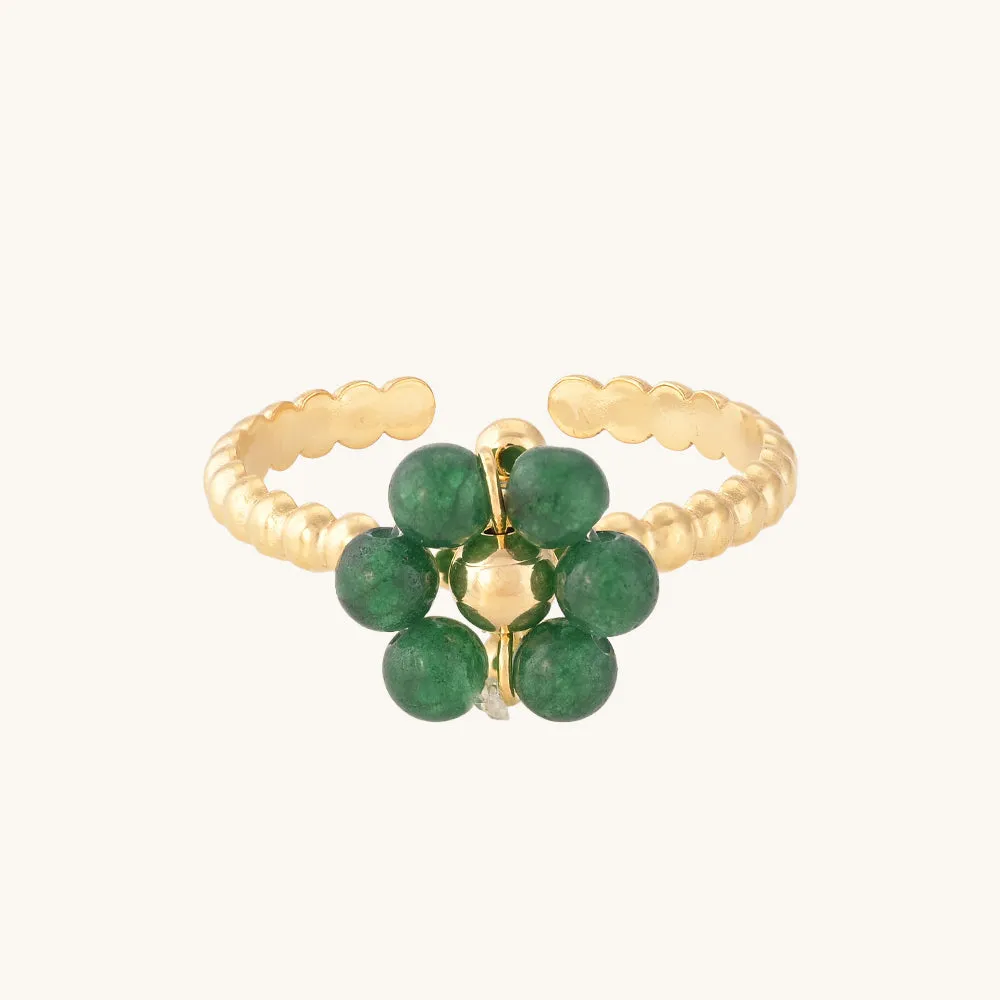 Green Enamel Flower Ring