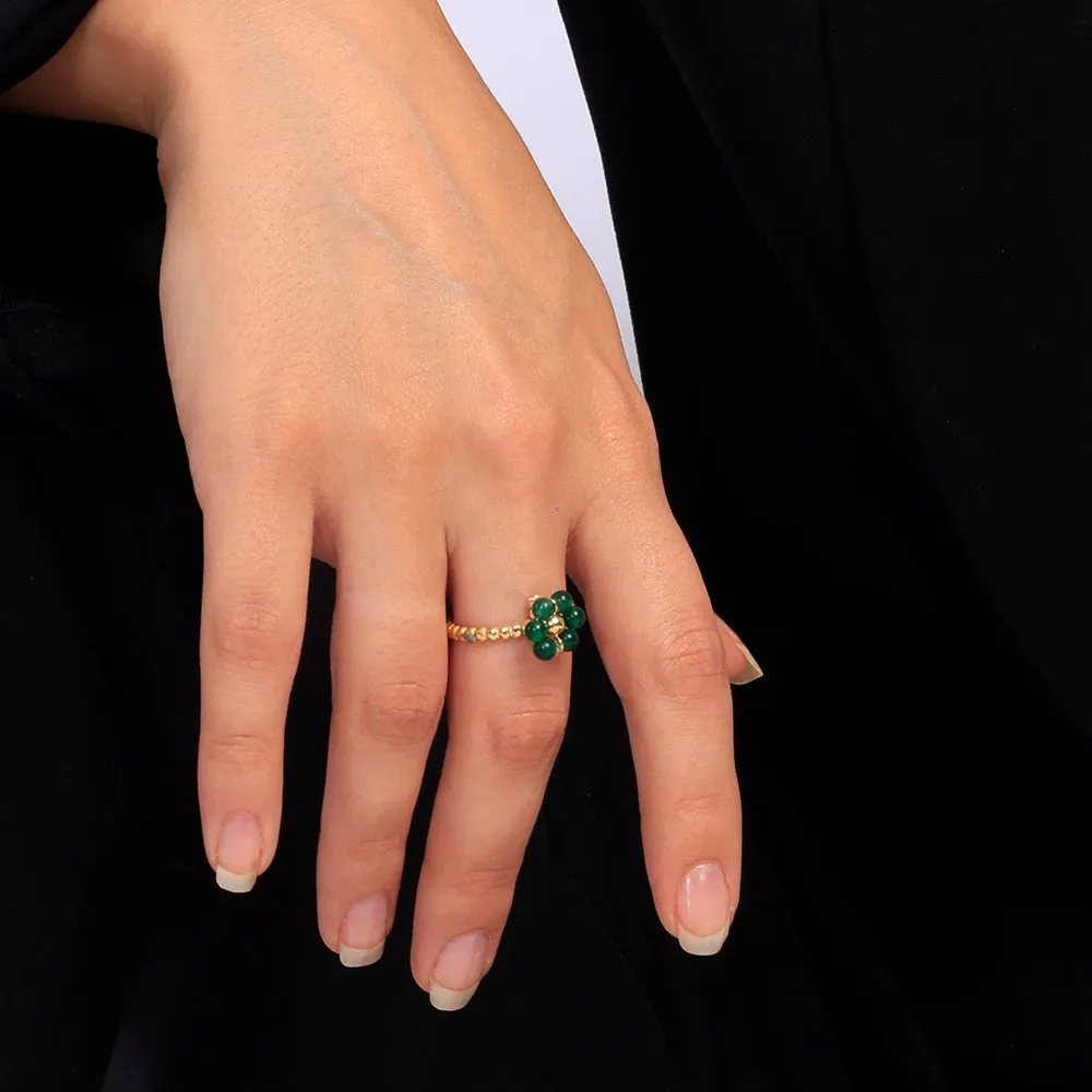 Green Enamel Flower Ring