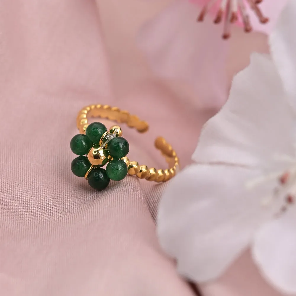 Green Enamel Flower Ring