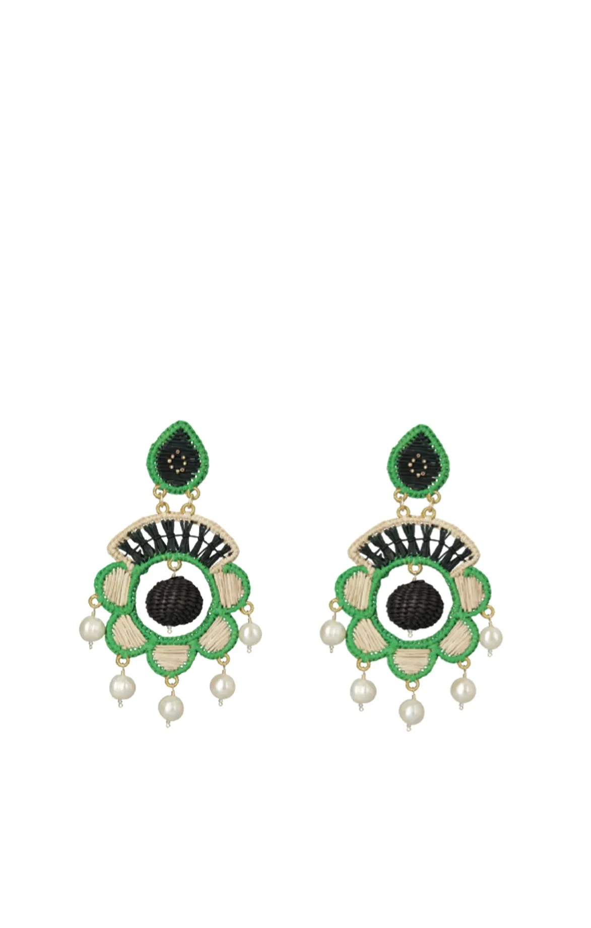 Green Fresh Water Pearl Earrings